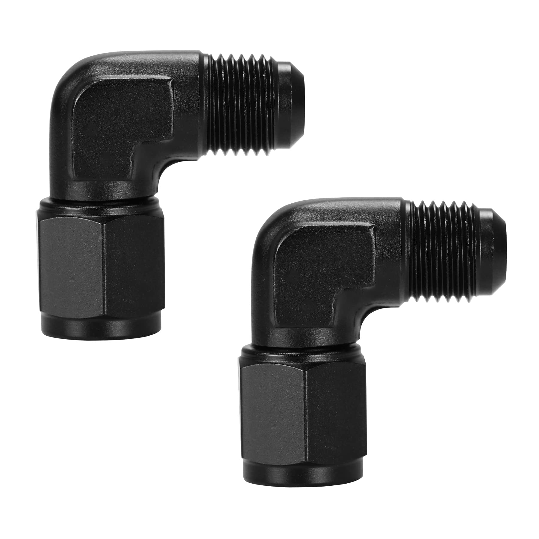 Ucreative 6An Female To An6 Male Flare 90 Degree Swivel Fitting Adapter Aluminium Black 2Pcs