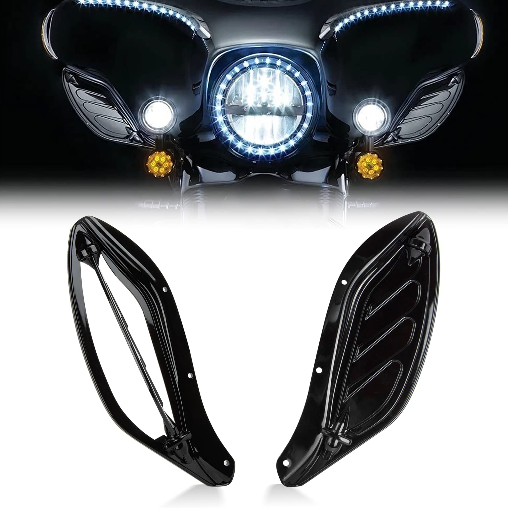 Adjustable Air Deflector, Psler Side Wing Deflectors Fairing Air Deflector For Touring Street Glide, Electra Glide, Trike, Ultra Classic, Cvo 1996-2013, Black