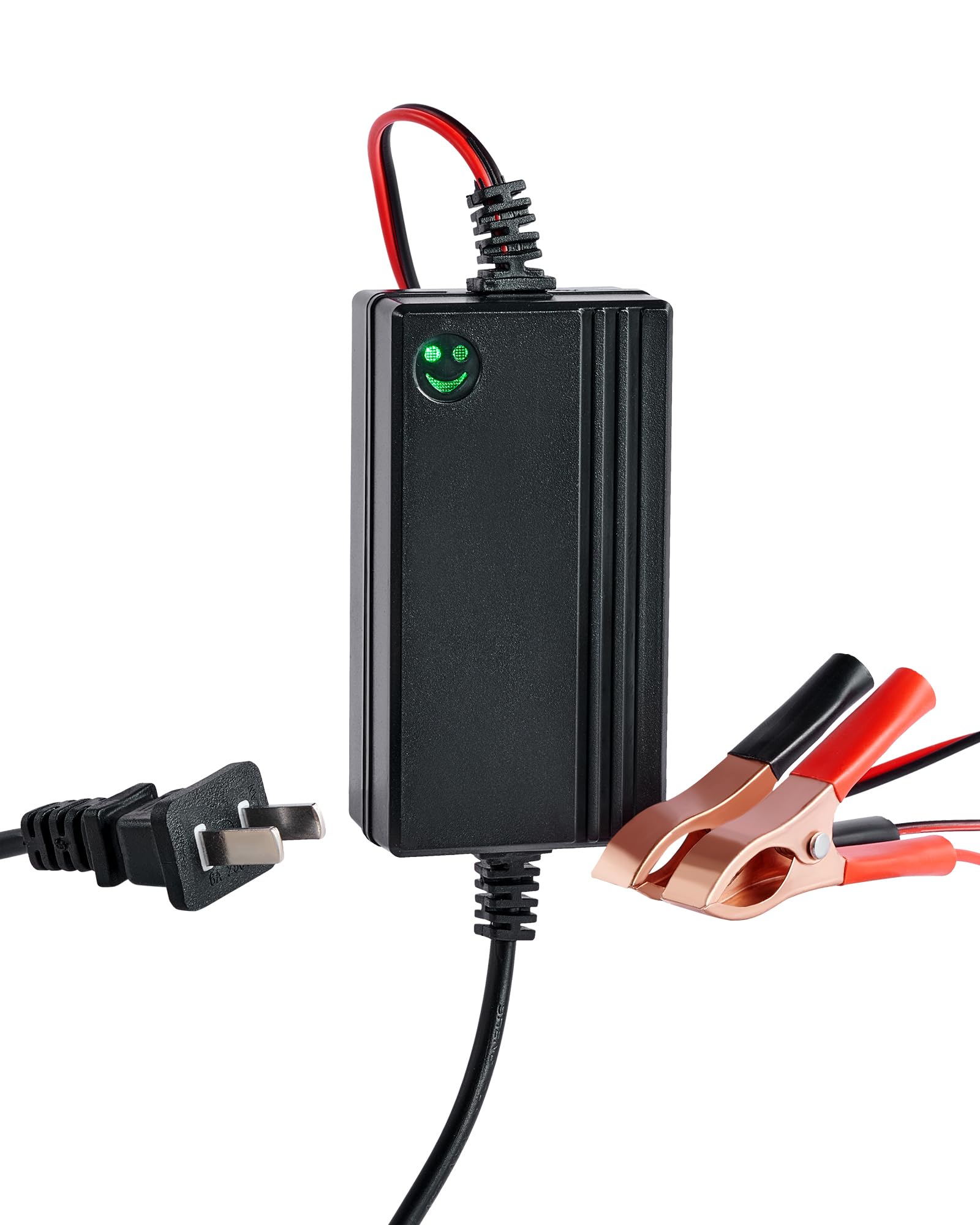 Orion Motor Tech 1Pc 12V Battery Charger And Maintainer, Trickle Charger For Charging Boats Motorcycles Atvs Riding Mowers & Car Truck Suv Rv Maintenance With Smart 3 Stage Charging & Power Indicator