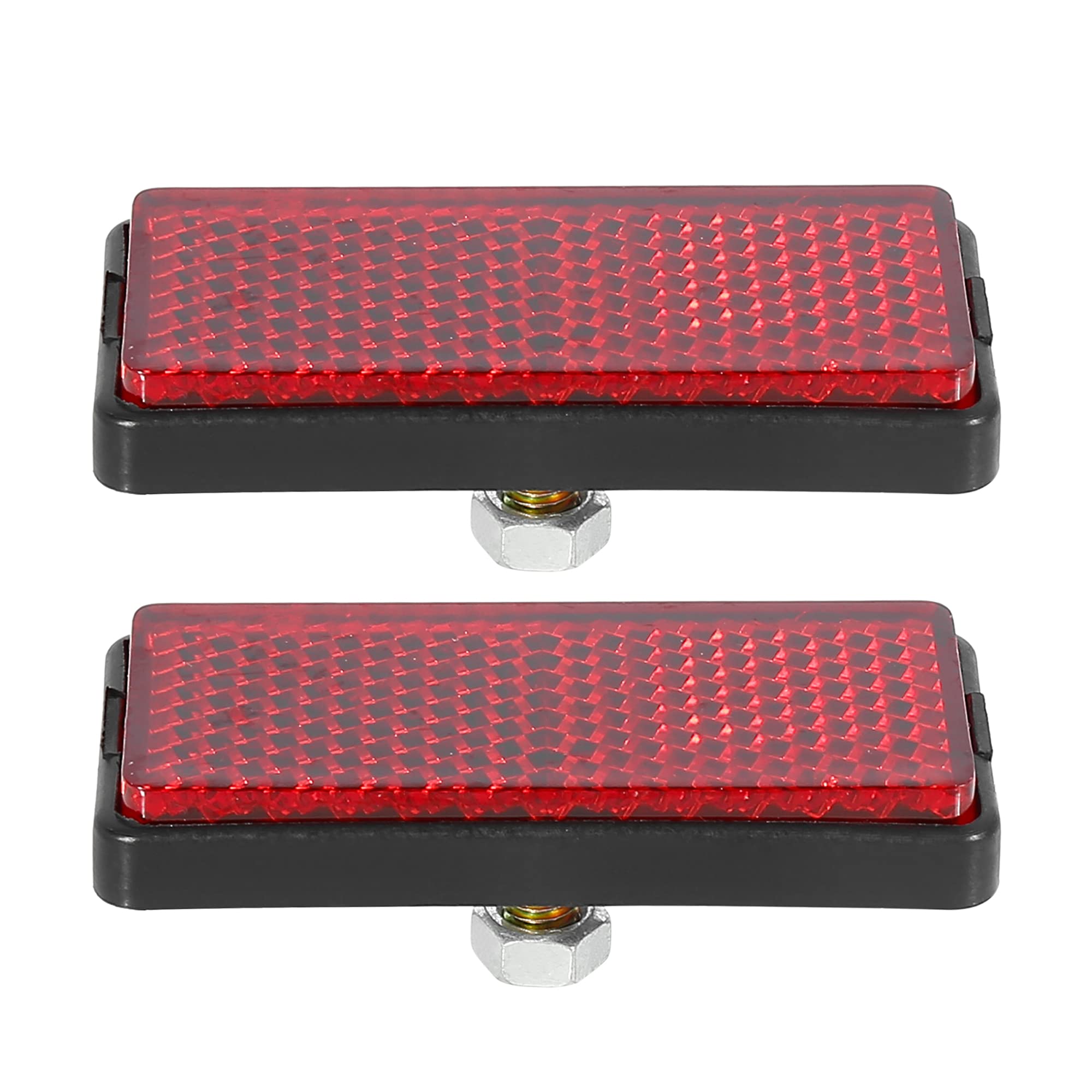 F Fierce Cycle Pair M6X1.0 Red Rectangle Universal Screw Mount Reflective Warning Reflector For Motorcycle Bike 56Mm Length