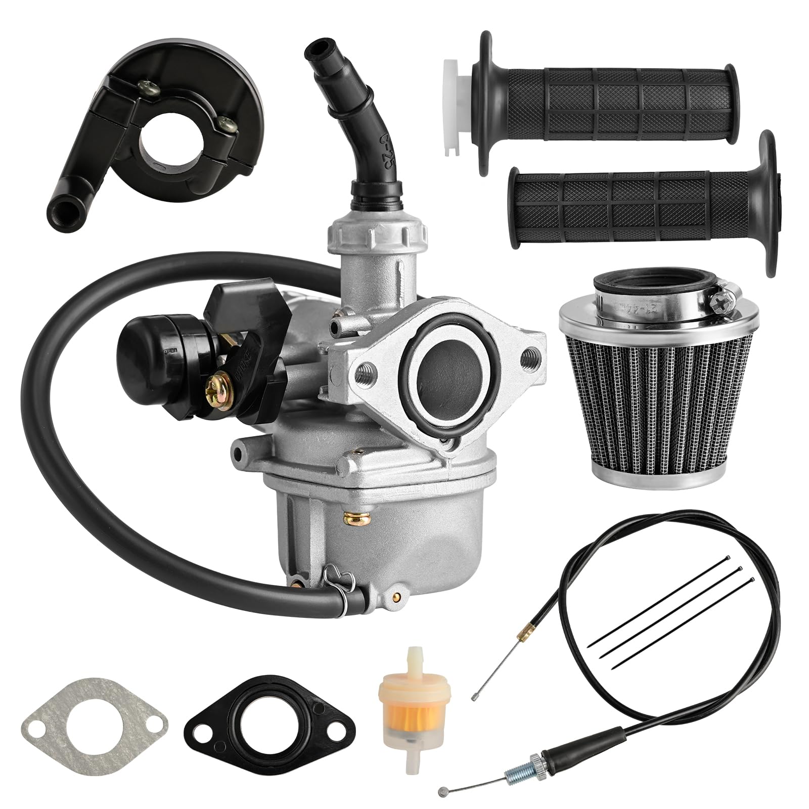 Haporluk Pz19 Carburetor Throttle Cable Handle Grips And Cable Set 22 Mm/0.87 In 50Cc 70Cc 90Cc 110Cc 125Cc For Chinese Quad 4 Stroke Atv Taotao Baja Go Kart Dirt Bike Pit Bike With 35Mm Air Filter..