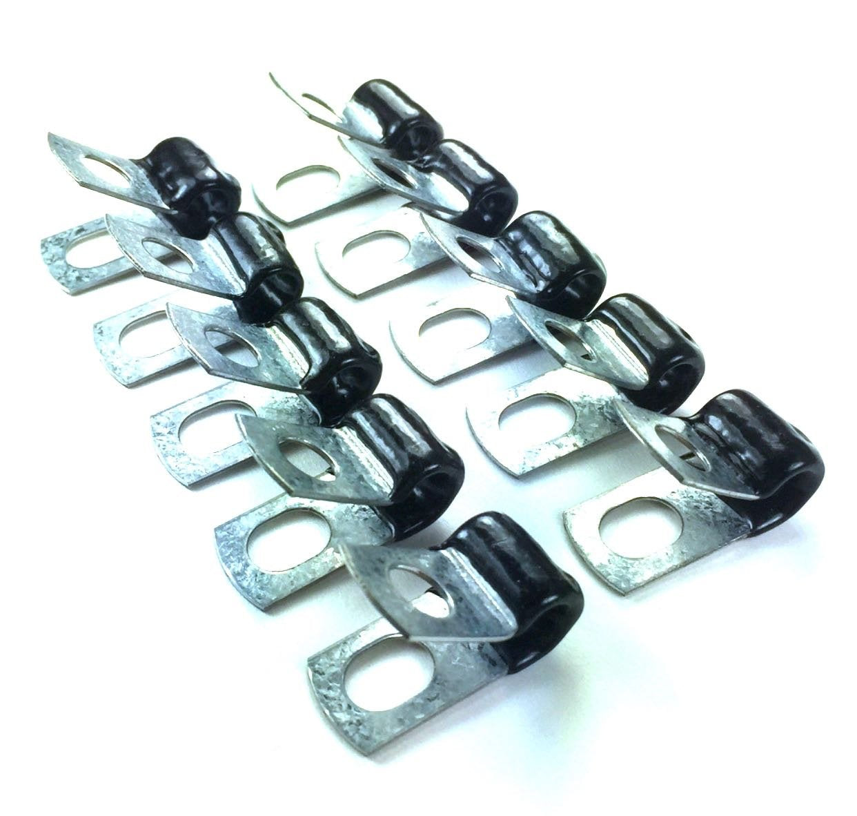The Stop Shop Brake Line Clip Set For 3/16' Tube. Pack Of 10. Steel With Rubber Insulation