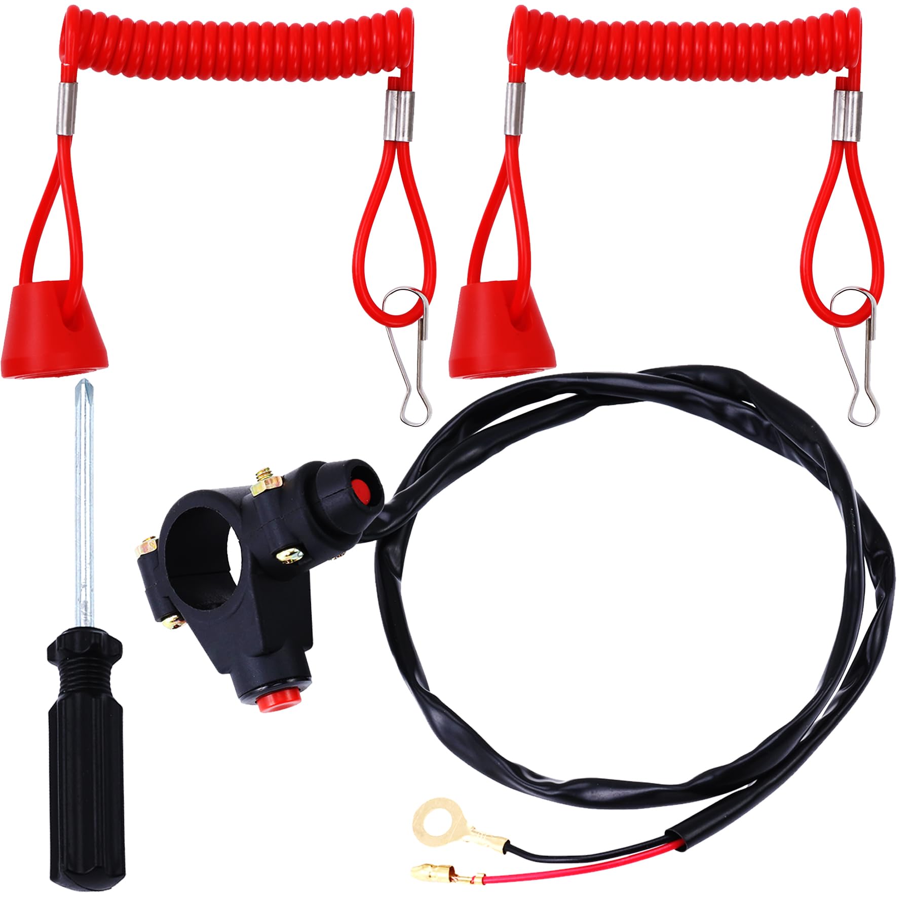 Plaxns 7/8' 22Mm Handlebar 2 Wire Tether Kill Switch Replacement For 110Cc 125Cc Taotao Dirt Pit Bike Atv 4 Wheeler Quad Trail Bike Go Kart