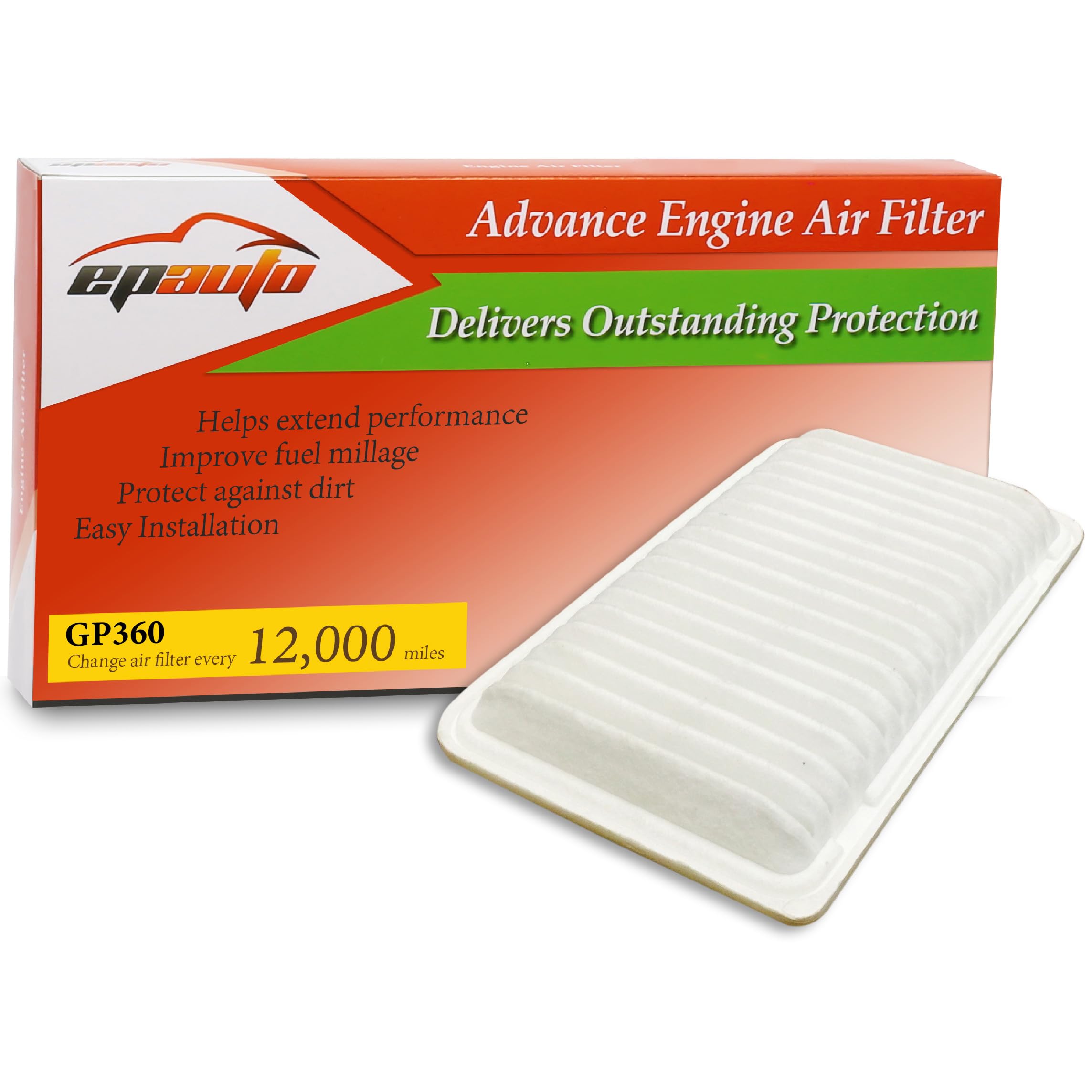 Epauto Gp360 (Ca9360) Replacement For Toyota/Lexus Rigid Panel Engine Air Filter