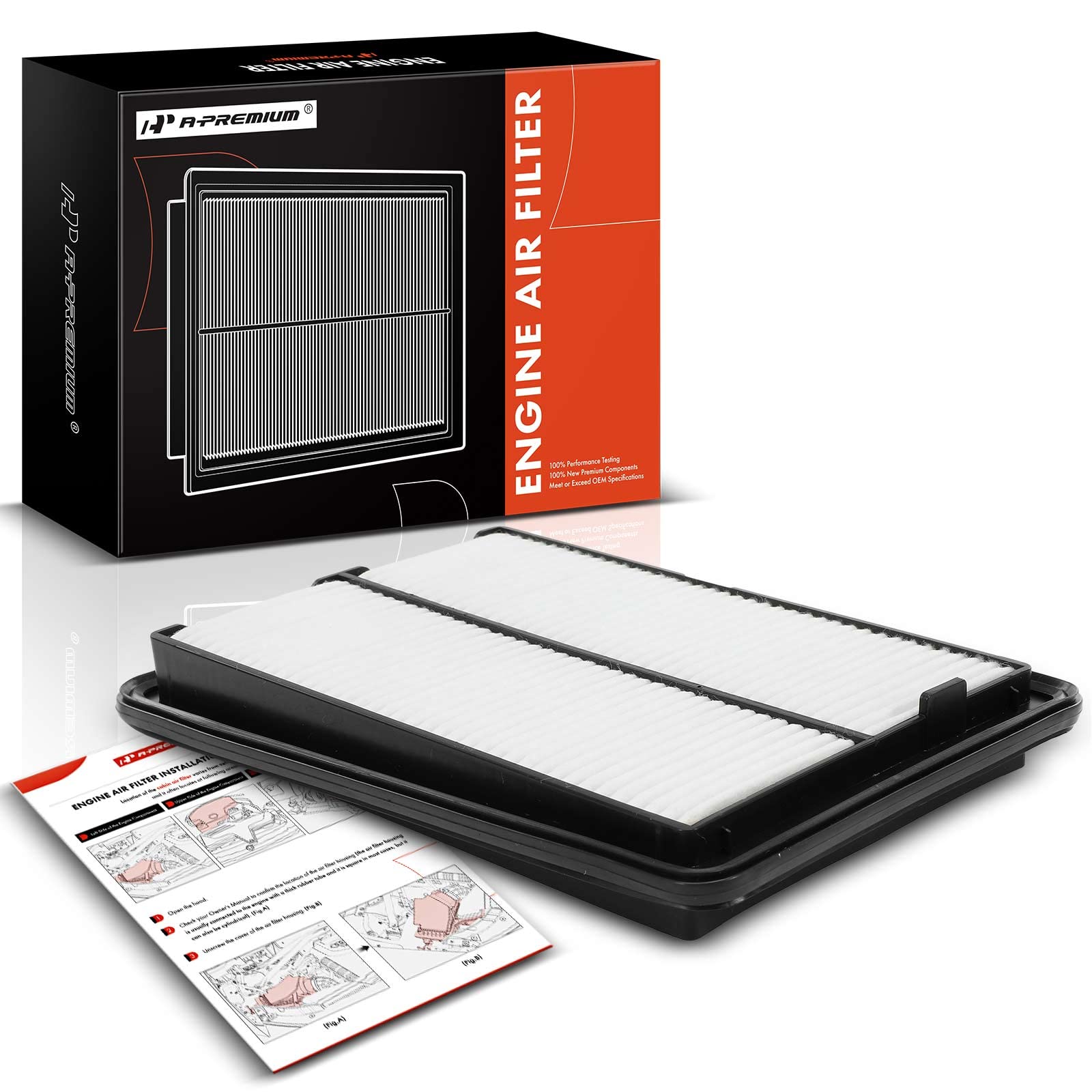 A-Premium Engine Air Filter Compatible With Nissan Models - Rogue(2014-2020), Rogue Sport(2017-2022), Qashqai(2017-2022) - Rigid Panel - Replace# 16546-4Ba01