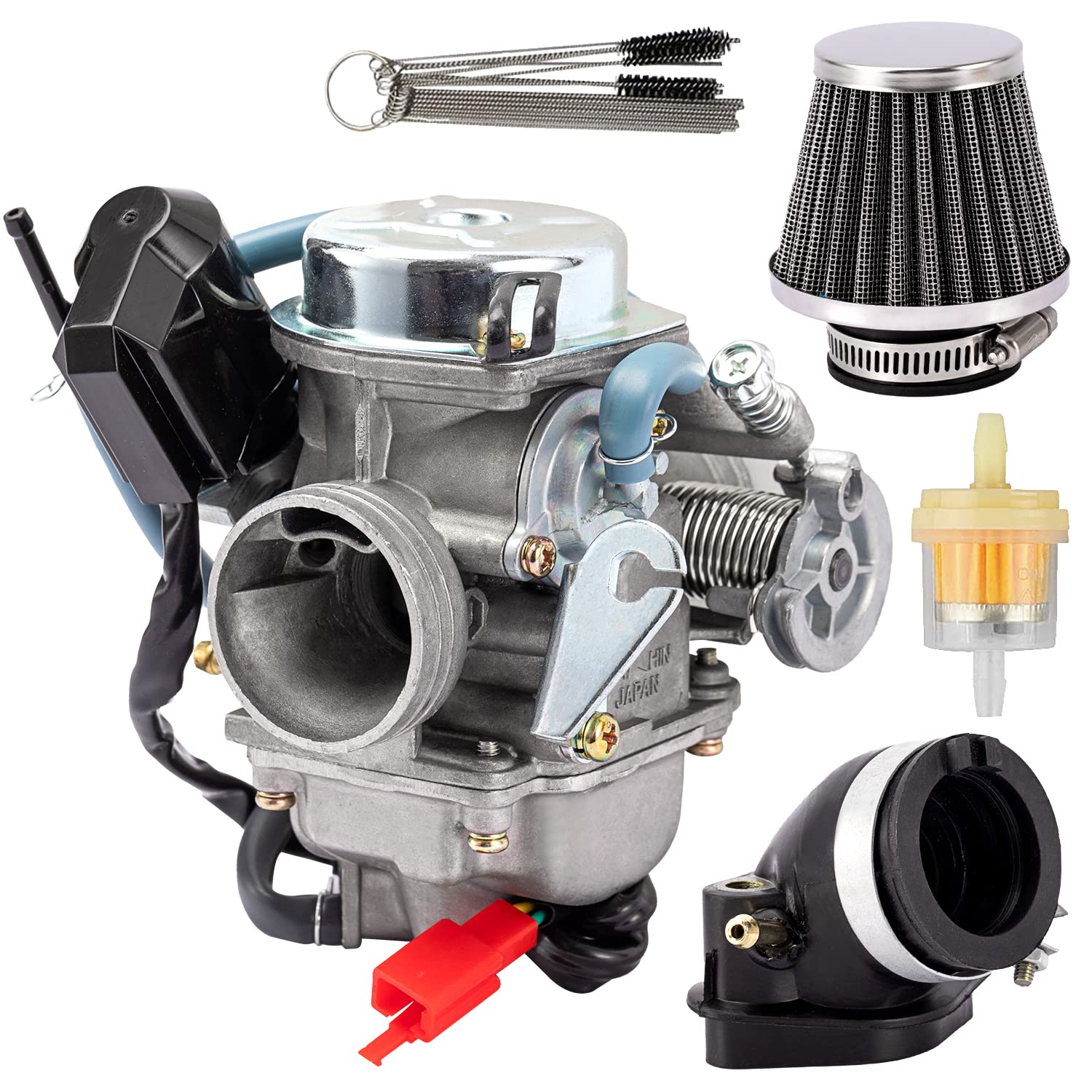 Gy6 Carburetor 150Cc For 4 Stroke 125Cc 152Qmj 157Qmj Engines Electric Choke Motorcycle Scooter 24Mm Pd24J Carb With Intake Manifold