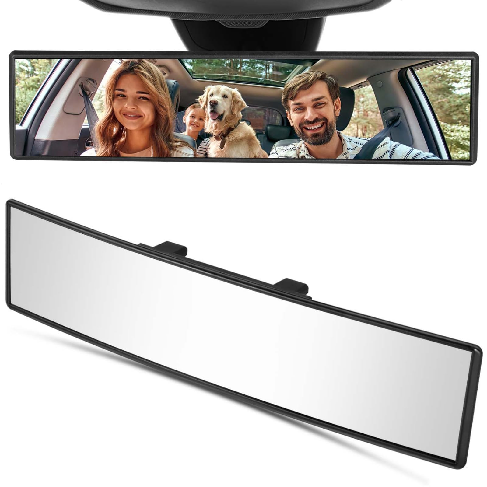Wssrogy Car Rearview Mirror Hd Glass 12 Inch Anti Glare Clip On Panoramic Wide Angle Car Interior Rear View Mirror Universal For Cars Suvs Trucks (White)