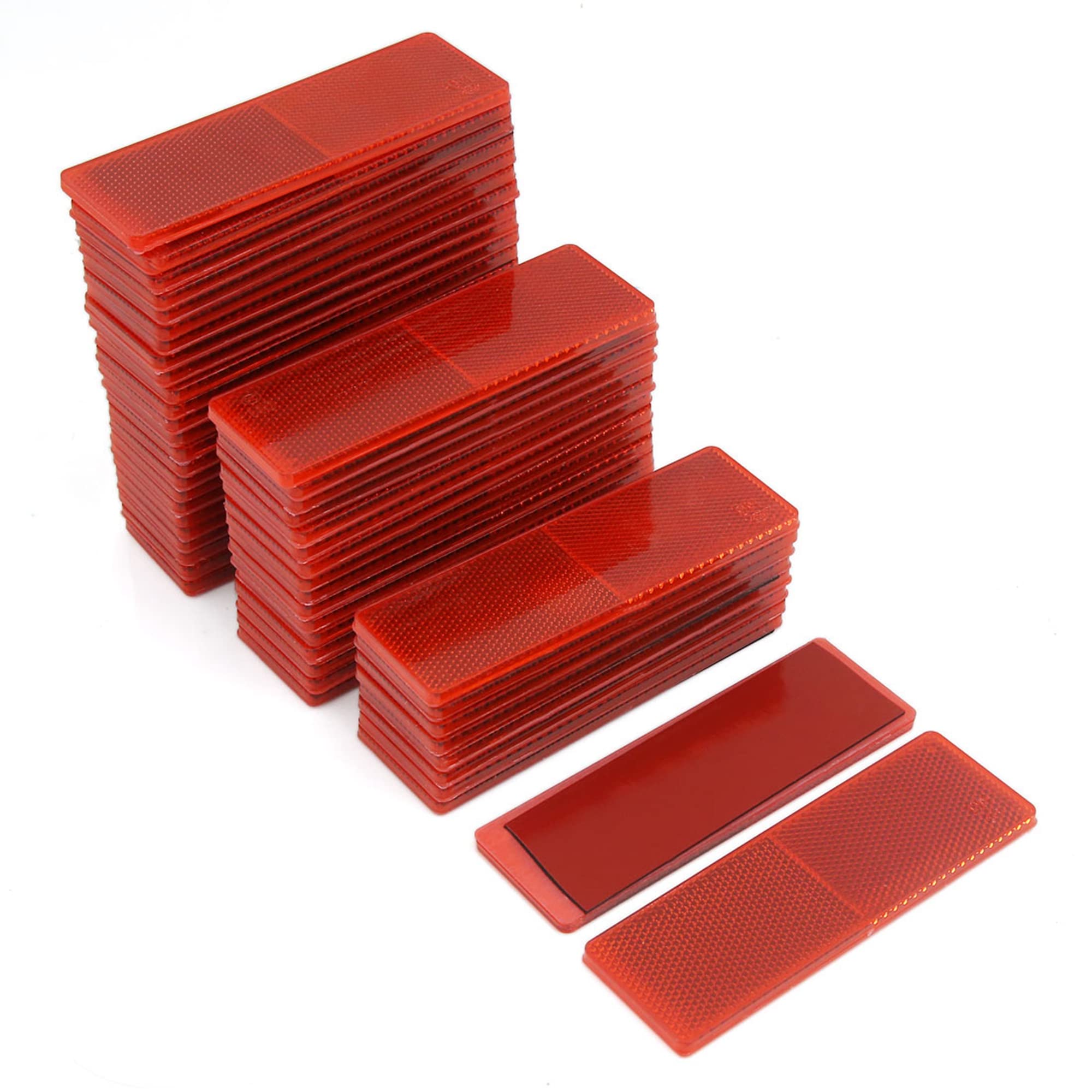 Uxcell Plastic Rectangle Reflective Warning Vehicle Safety Reflector Plates 145 X 50 X 6Mm Red 50 Pcs