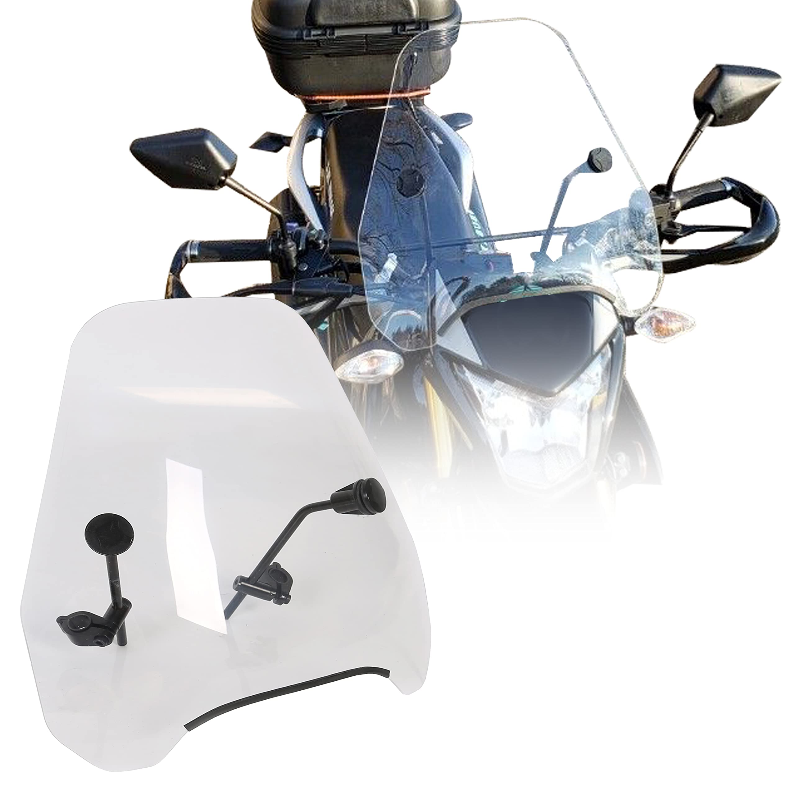 7Blacksmiths Universal Motorcycle Windshield 16 3/4” Width X15” Height Clear Large Windscreen Compatible With Harley Yamaha Honda Bikes With 7/8'' Or 1'' Handle Bars