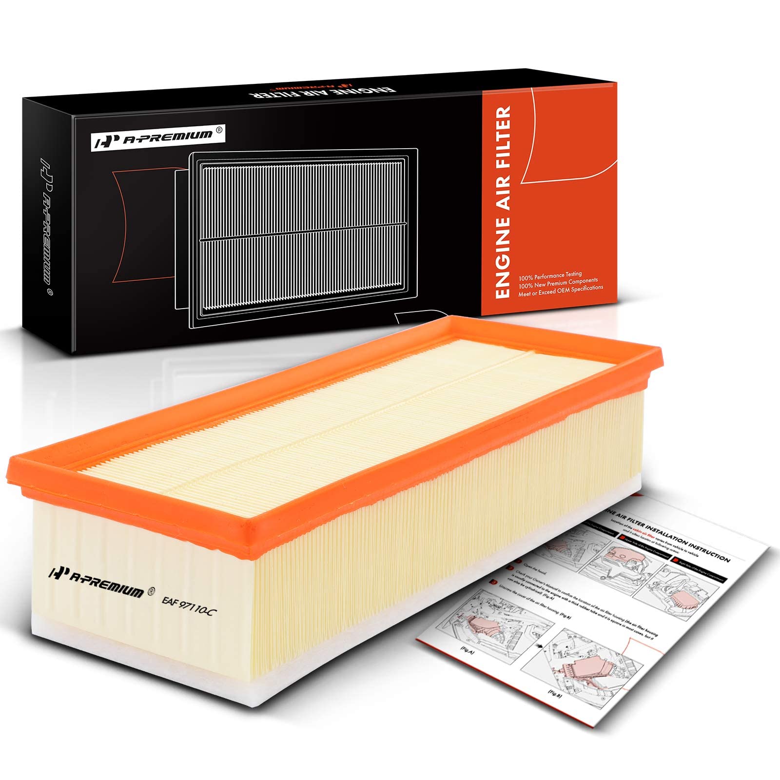 A-Premium Engine Air Filter Compatible With Audi A3 2008-2013, Q3, Tt (Quattro) & Volkswagen Jetta 2005-2018, Passat, Beetle, Cc, Golf, Gti & More, 1.8L 1.9L 2.0L