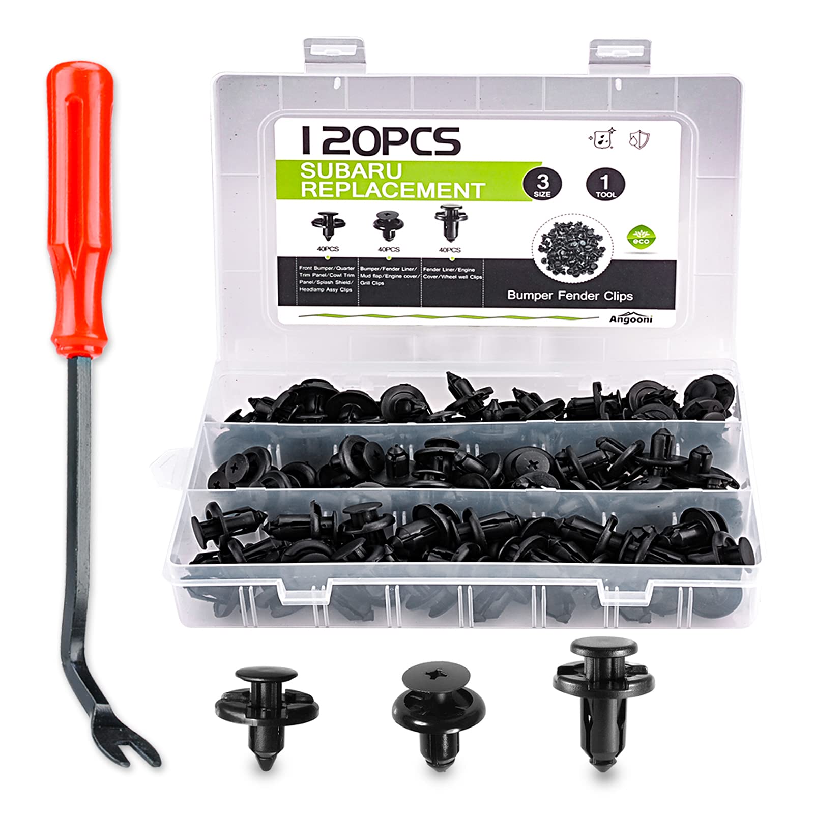 Angooni 7Mm 8Mm 10Mm Compatible With Subaru Push Retainer Clips | Stronger Than Original Oem, 120Pcs Fastener Rivet Clips Nylon Bumper Automotive Kit With Fastener Remover Tool