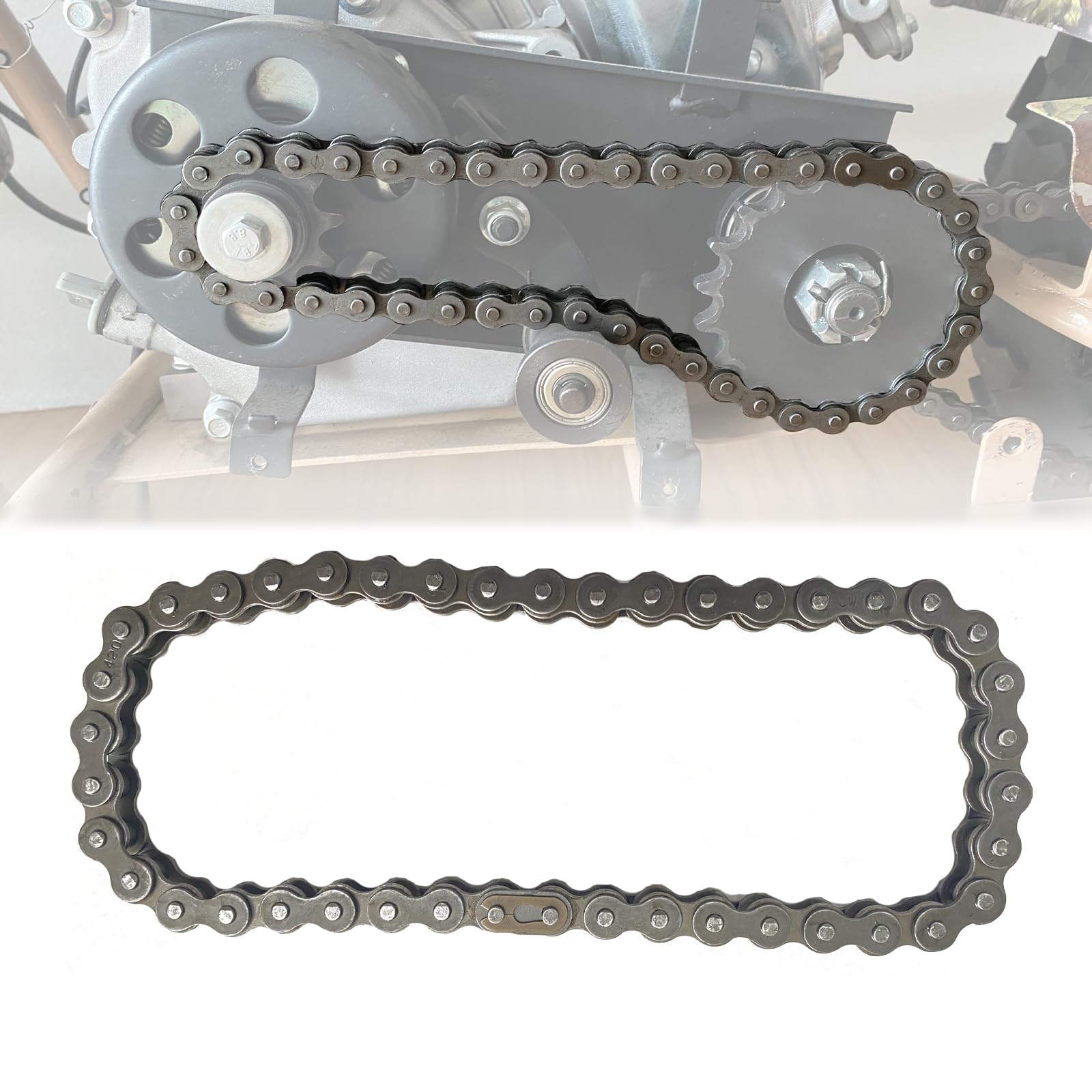 QYMOTO CT200U-EX Chain Front Jackshaft 420 Chain with Master Link for Coleman Mini Bikes - 42 Links, Durable Replacement Part