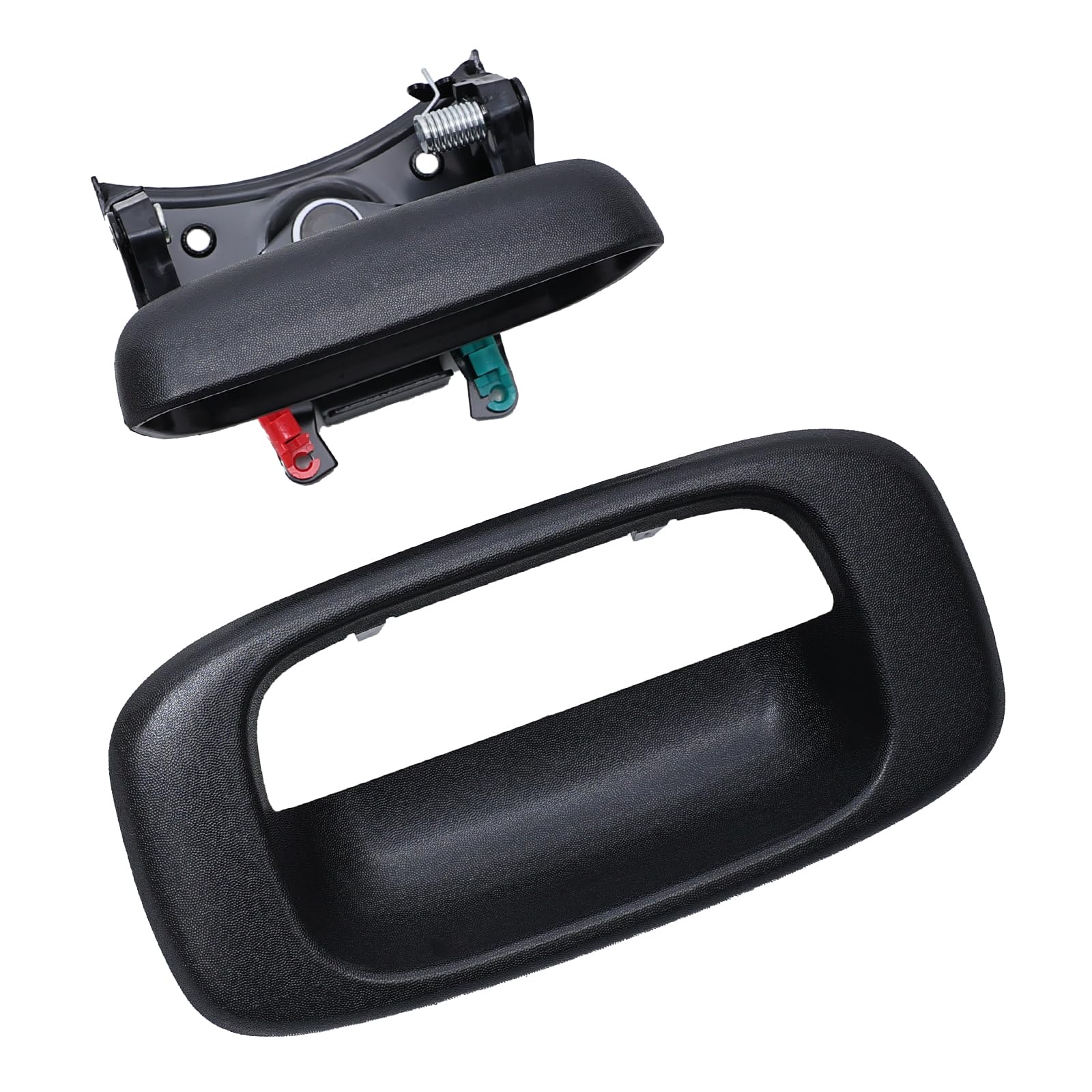 Aoerzn Premium Tailgate Handle Latch And Bezel Trim With Rod Clips, Fits For 1999-2007 Chevy Silverado Gmc Sierra 1500 2500 3500, Replaces# 15997911, 15228539, 15228540, 15228541