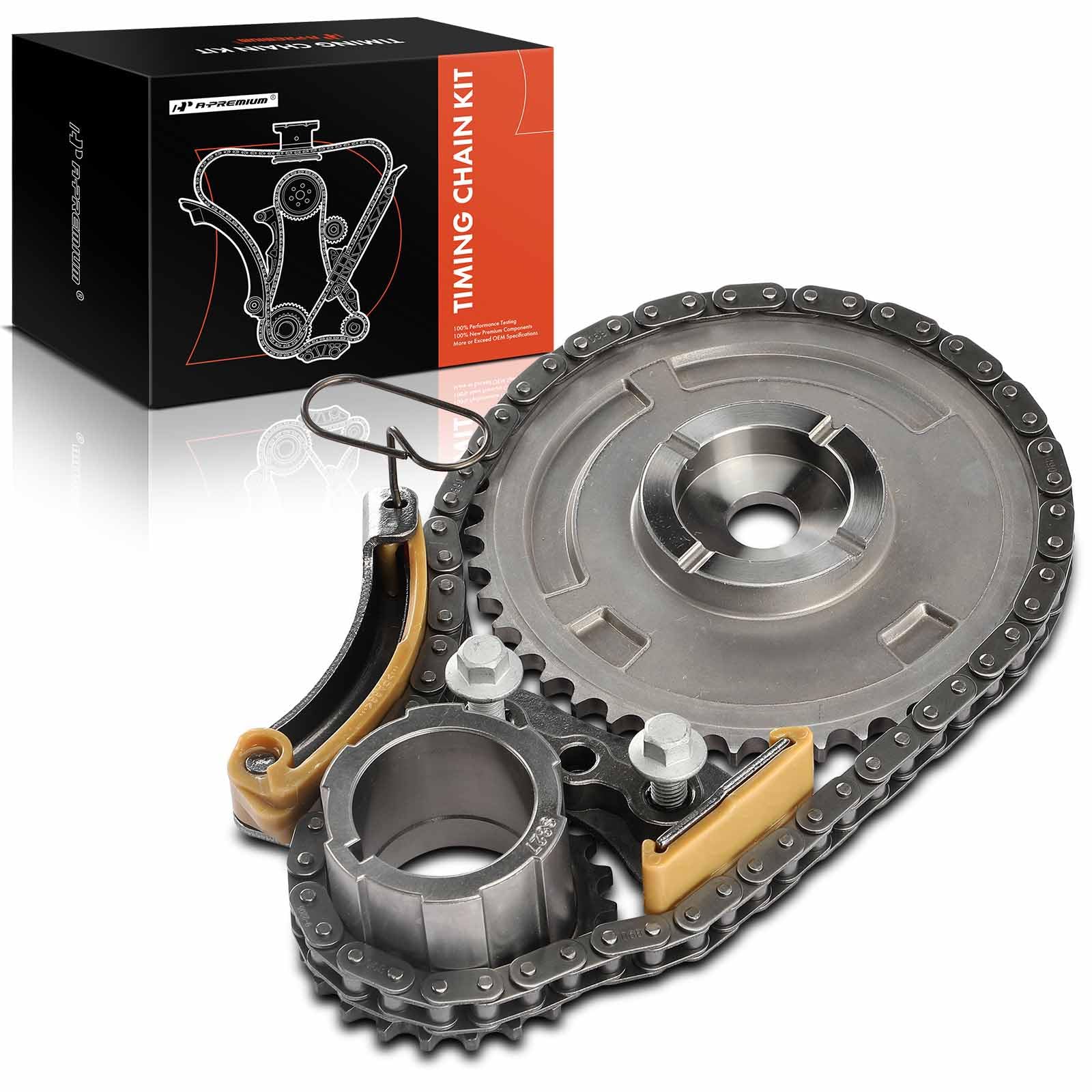 A-Premium Engine Timing Chain Kit W/Tensioner [Ohv 8Cyl 4.3 4.8 5.3 6.0 6.2L] Compatible With Chevy, Gmc, Hummer, Saab, Pontiac, Cadillac & Buick - Express, Silverado, Camaro, Sierra, H3, Yukon & More