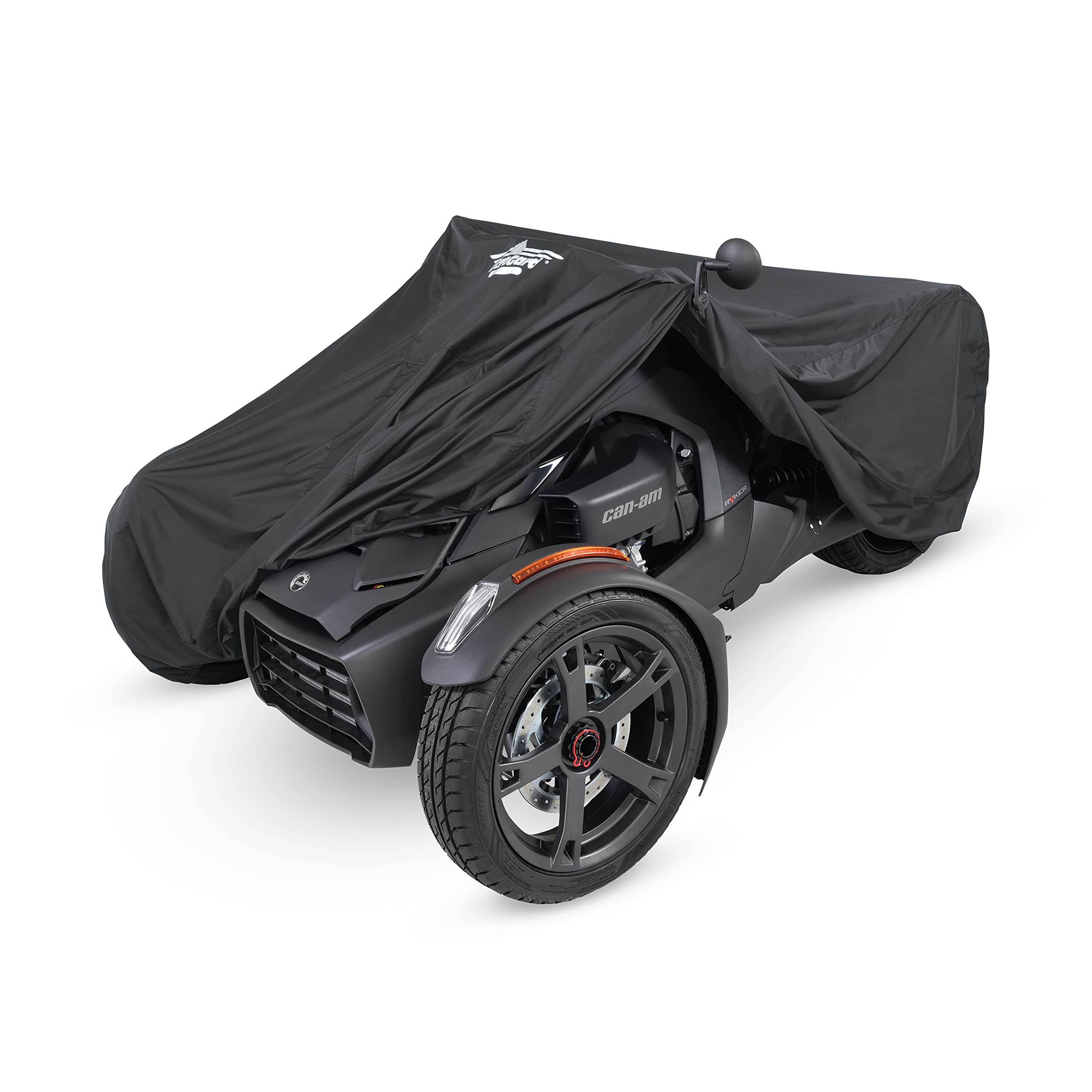 Ultragard Can-Am Ryker Full Motorcycle Cover With Expandable Pouch - Water-Resistant, Windshield Protection, Bungee Tie Downs, Reflective, Black 4-374 Ryker 600/900/Sport/Rally/Ryker Rally
