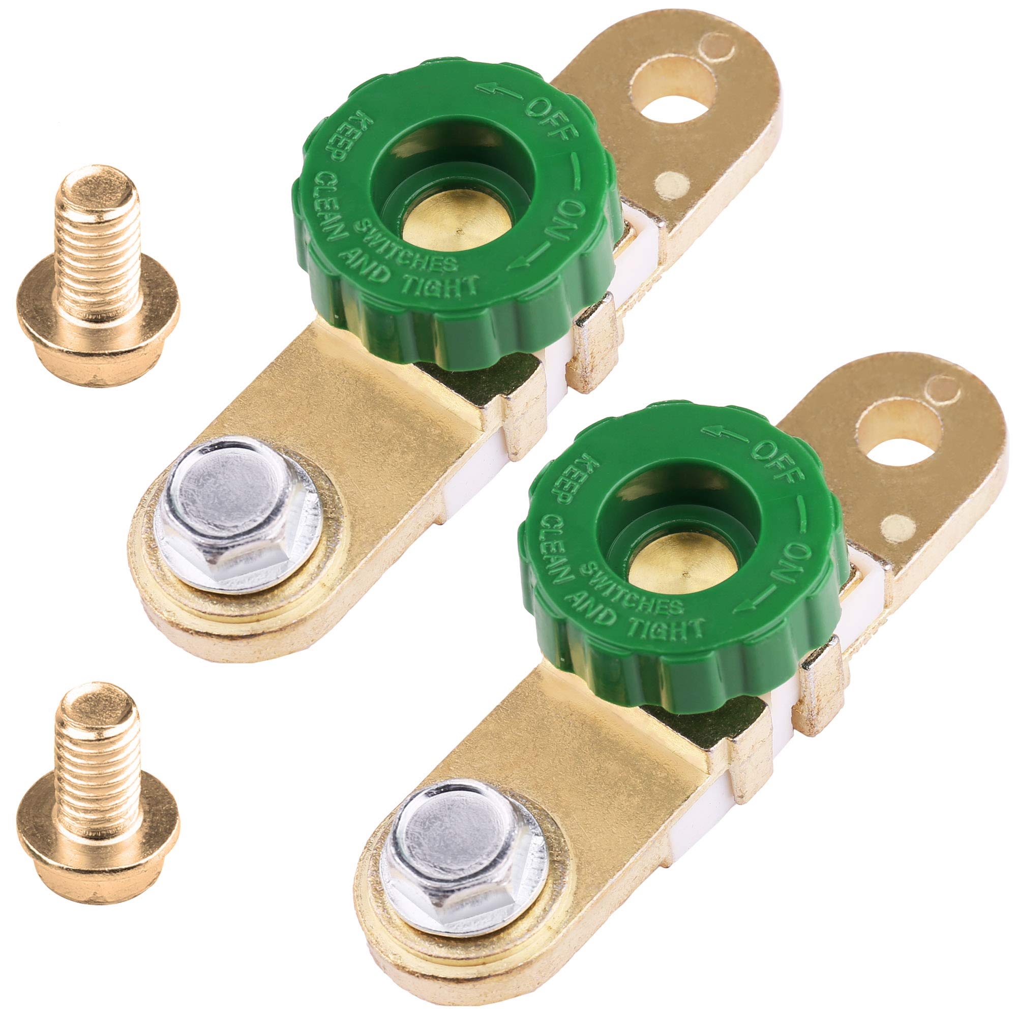 Lotfancy Side Post Battery Disconnect Switch For Auto Truck Rv Boat Marine, Pack Of 2, Battery Cutoff Switch 12V 24V, Battery Kill Isolator Switch (With Long Bolt)