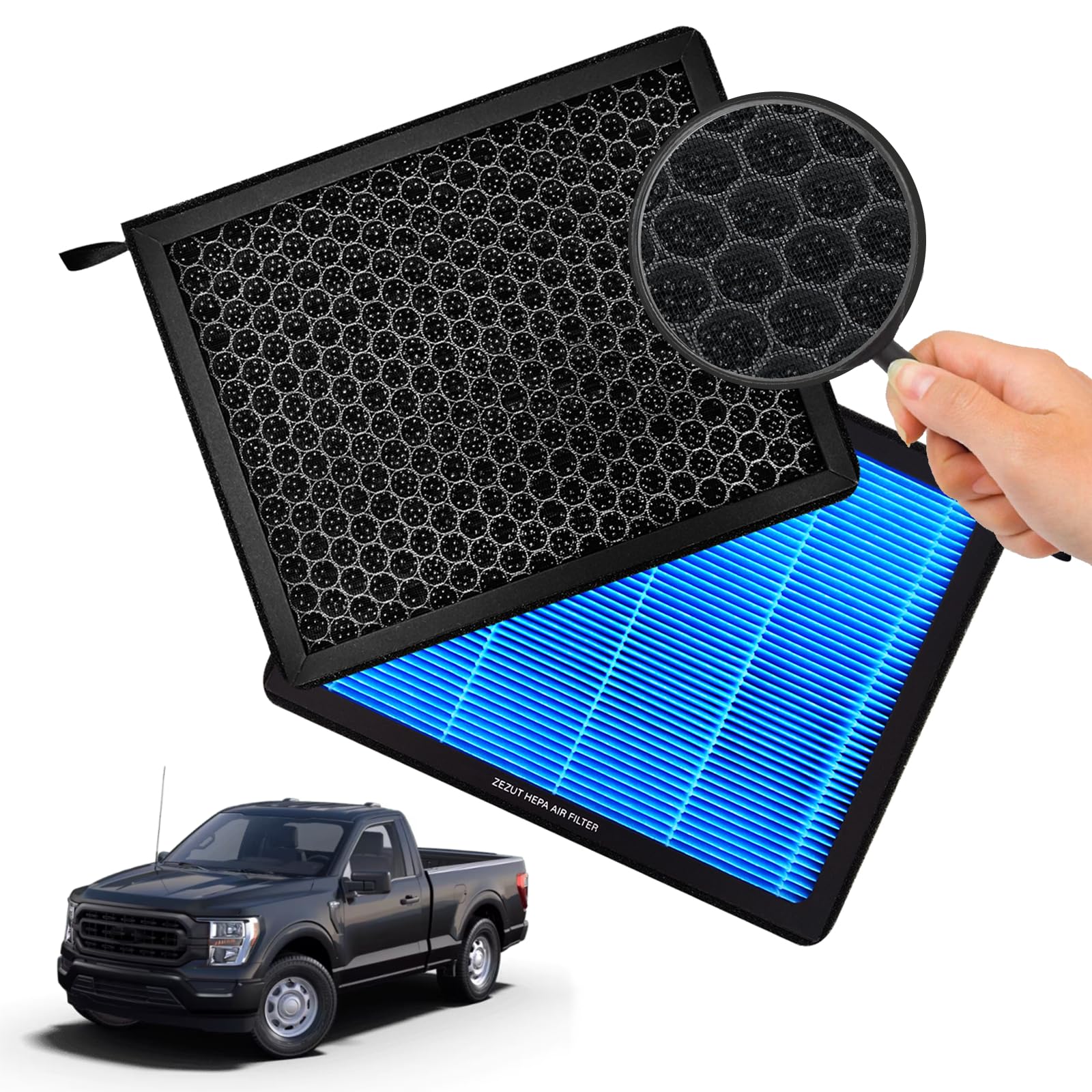 Zezut Hepa Cabin Air Filter With Activated Carbon, Fit Ford Expedition, F-150, F-250, F-350, F-450, F-550 Super Duty; Lincoln Navigator