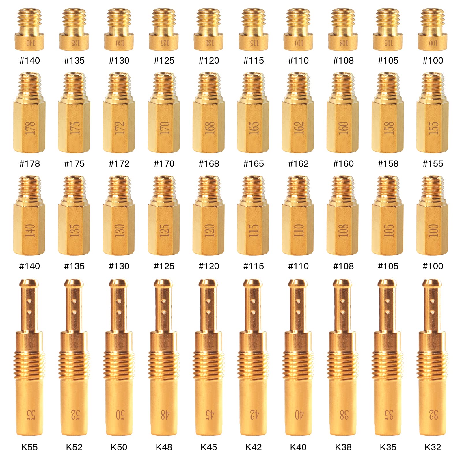 40Pcs Carburetor Main Jet Slow Pilot Jet Kit, Include 30Pcs Main Jets And 10Pcs Slow Pilot Jet For Pwk Keihin Oko Cvk Crab,Replace #Scl-2018090002-Zh-T-01/02 Scl-2018090001/03-Zh-T-01