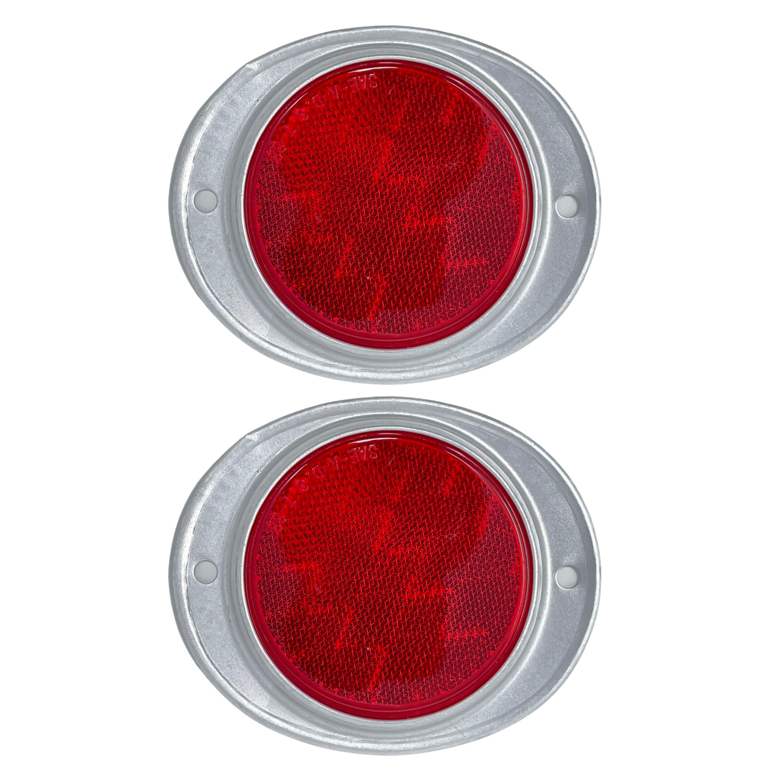 [All Star Truck Parts] Amber/Red 3” Round Reflector With Aluminum Base Screw On 2 Holes For Trucks, Towing, Trailers, Rvs And Buses (2X Red)