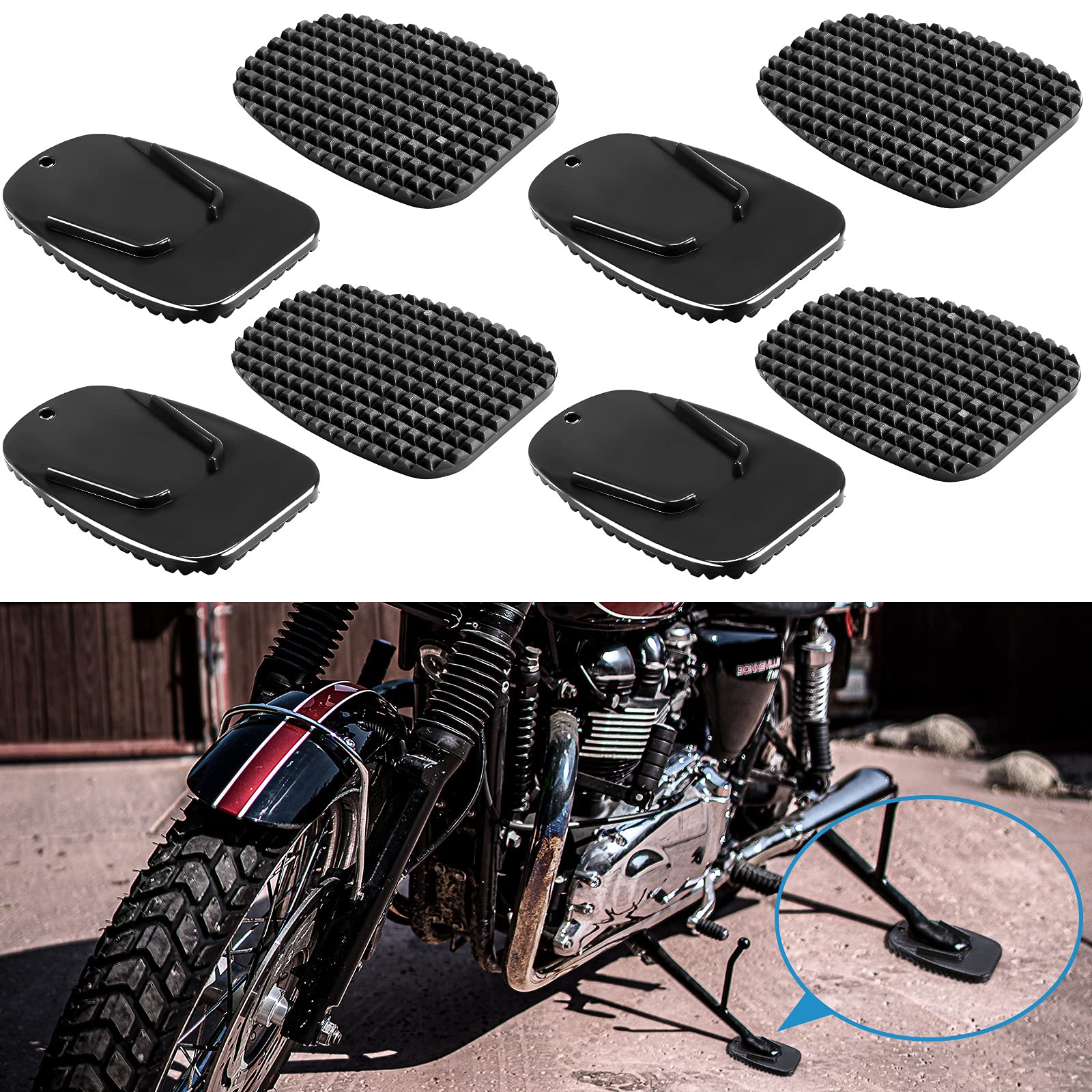 8 Pieces Motorcycle Kickstand Pad Motorcycle Stand Plate Motorcycle Foot Side Stand Support Plate For Christmas Outdoor Grass Sand Muddy Ground Parking Snowy Day