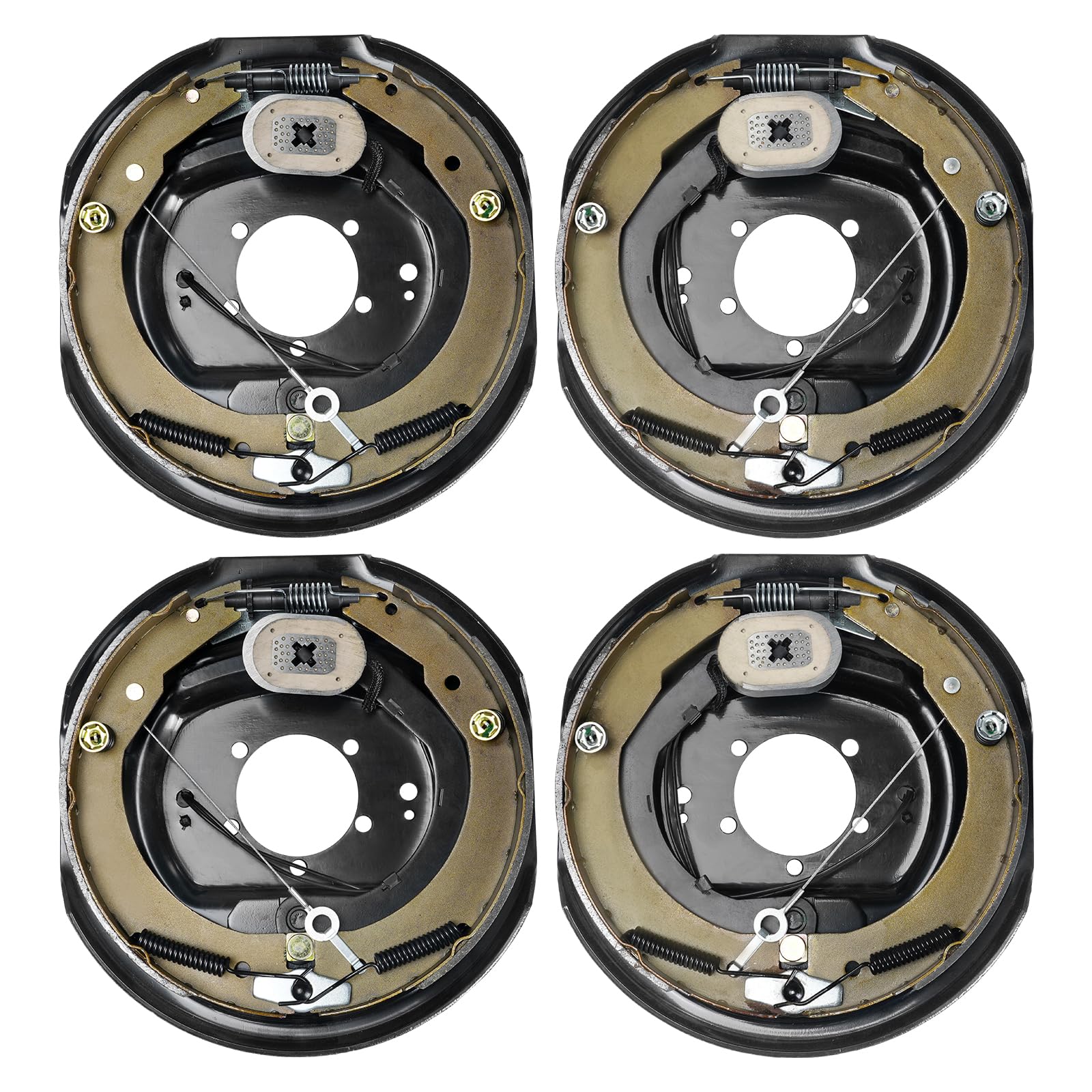 Vevor Electric Trailer Brake Assembly, 12' X 2', 2 Pairs Self-Adjusting Electric Brakes Kit For 7000 Lbs Axle, 5-Hole Mounting, Backing Plates For Braking System Part Replacement (2 Right + 2 Left)