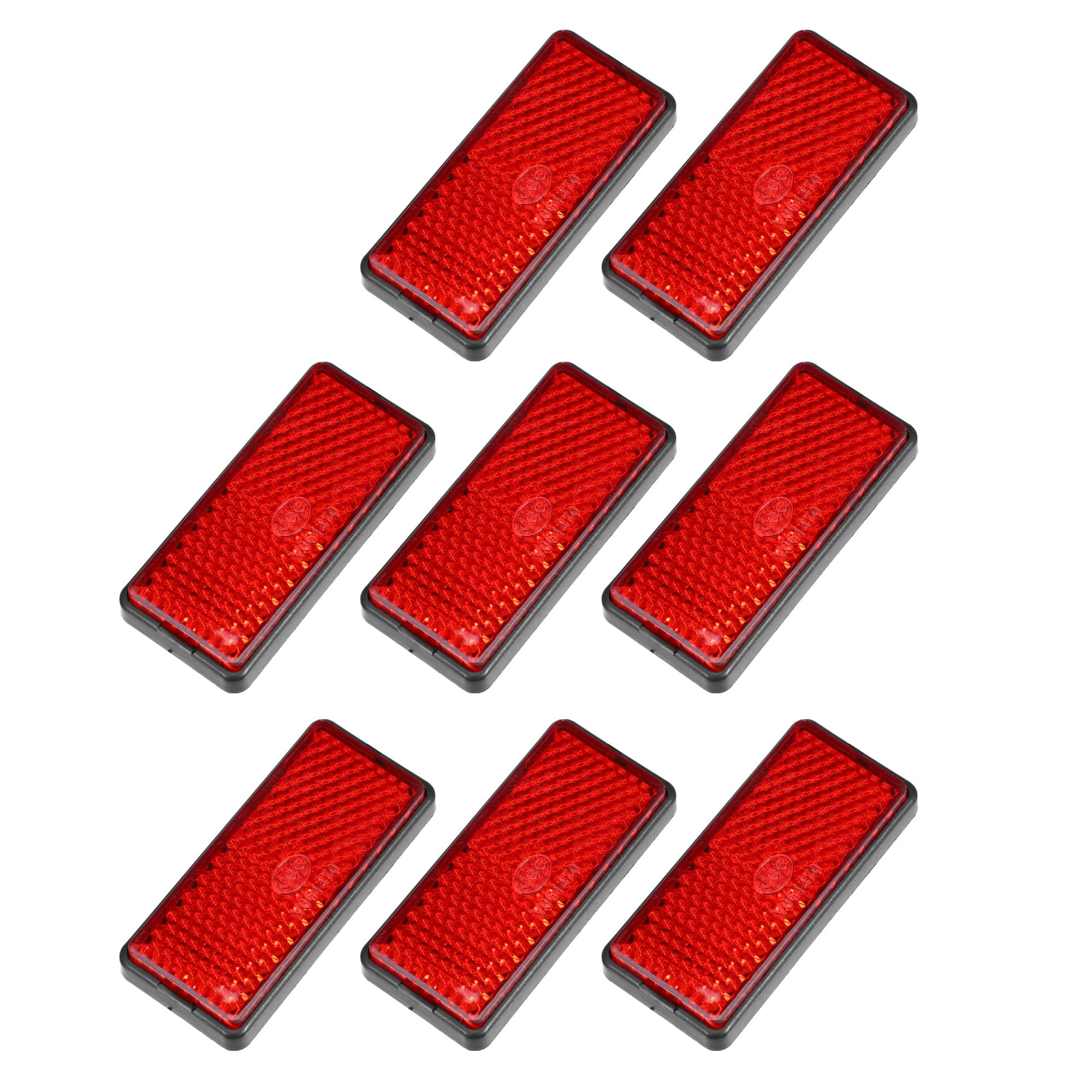 X Autohaux 8 Pcs Rectangular Stick-On Safety Spoke Reflective Self Adhesive Reflector For Gate Posts Cars Trailer Motorcycle Trucks Boat Bicycle Bike Red