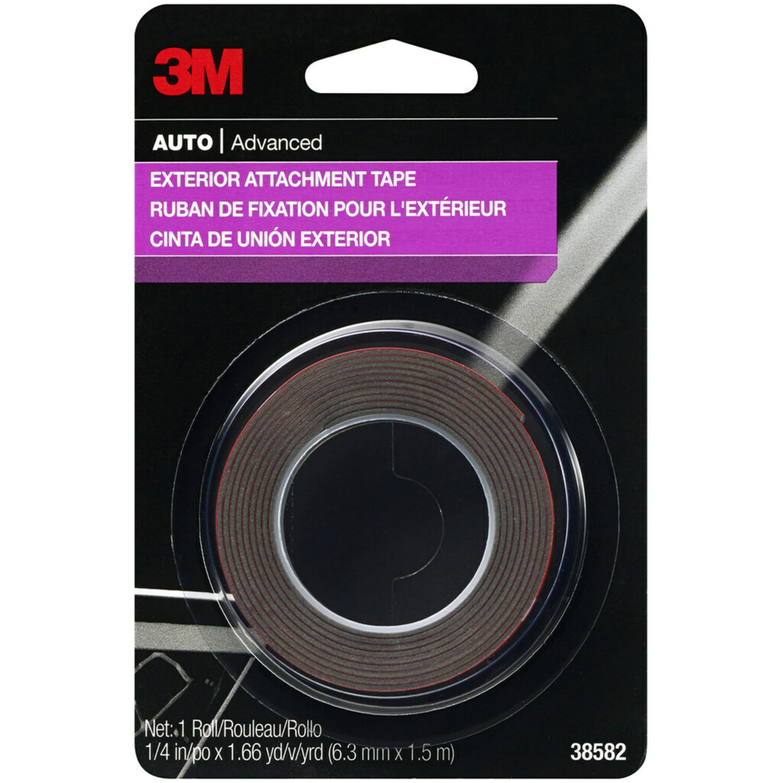 3M Auto Exterior Attachment Tape, 38582, 1/4 In X 5 Ft