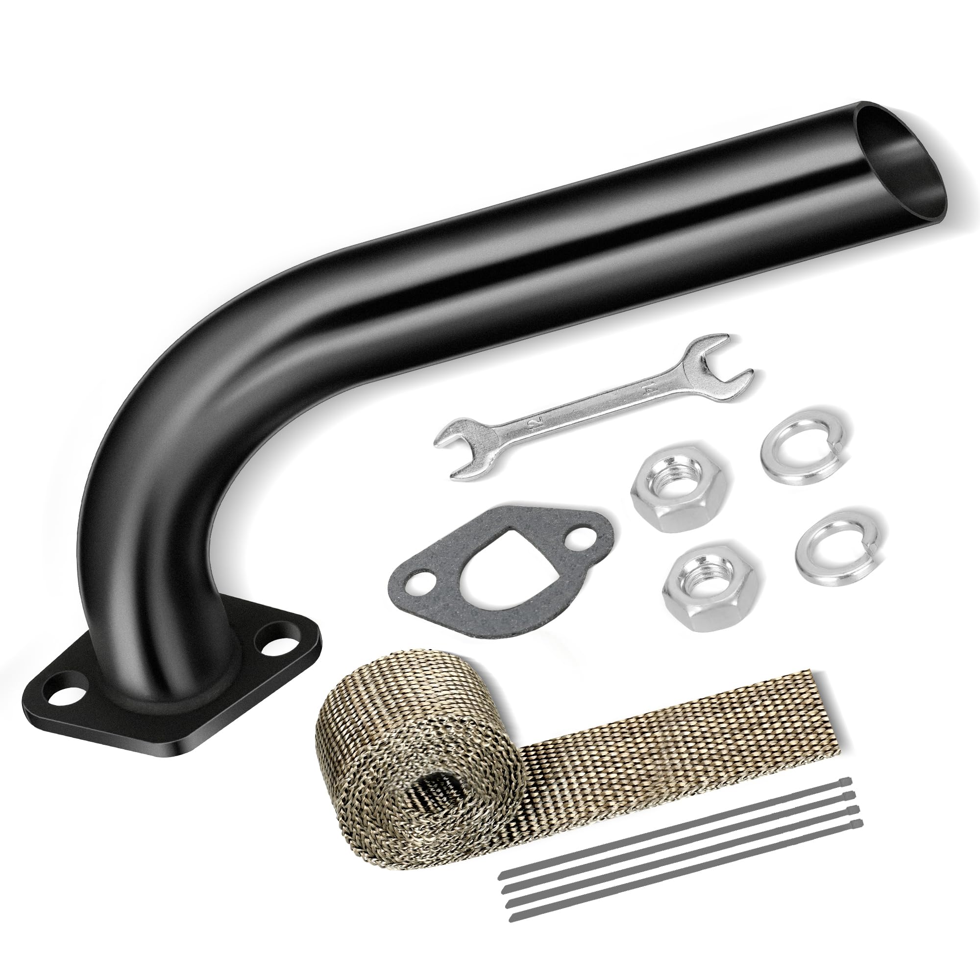 Fvrito Mini Bike Exhaust Pipe Kit For Predator 212Cc 224Cc 196Cc Coleman Ct200U Bt200X Ct200U-Ex 6.5Hp Gx160 Gx200 Small Engine Baja Warrior Massimo Mb200 Go Kart Parts Black