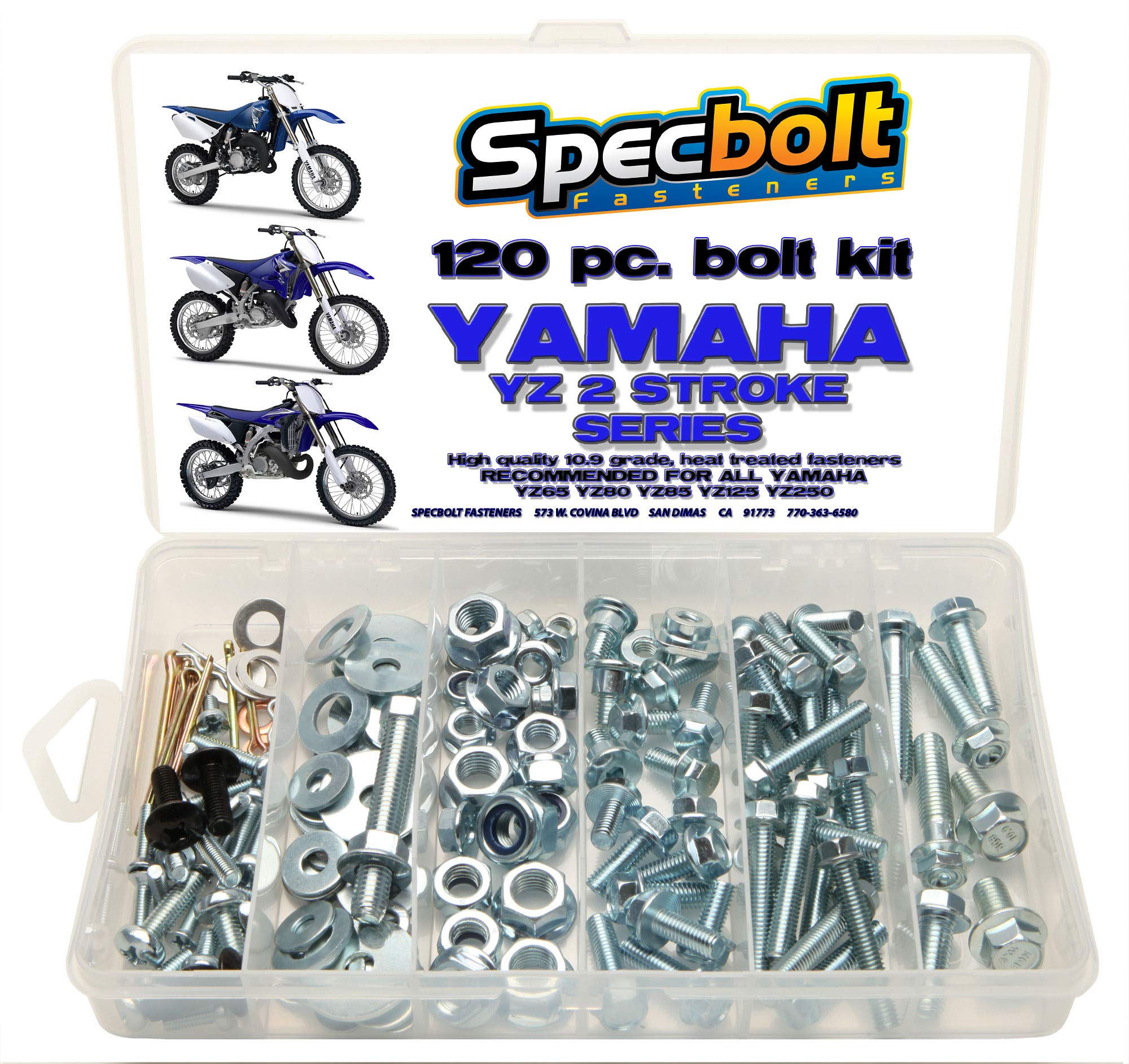 Specbolt Fasteners 120Pc Bolt Kit Fits: Yamaha 2 Stroke Yz 80 85 125 250 Model Series Yz80 Yz85 Yz125 Yz250