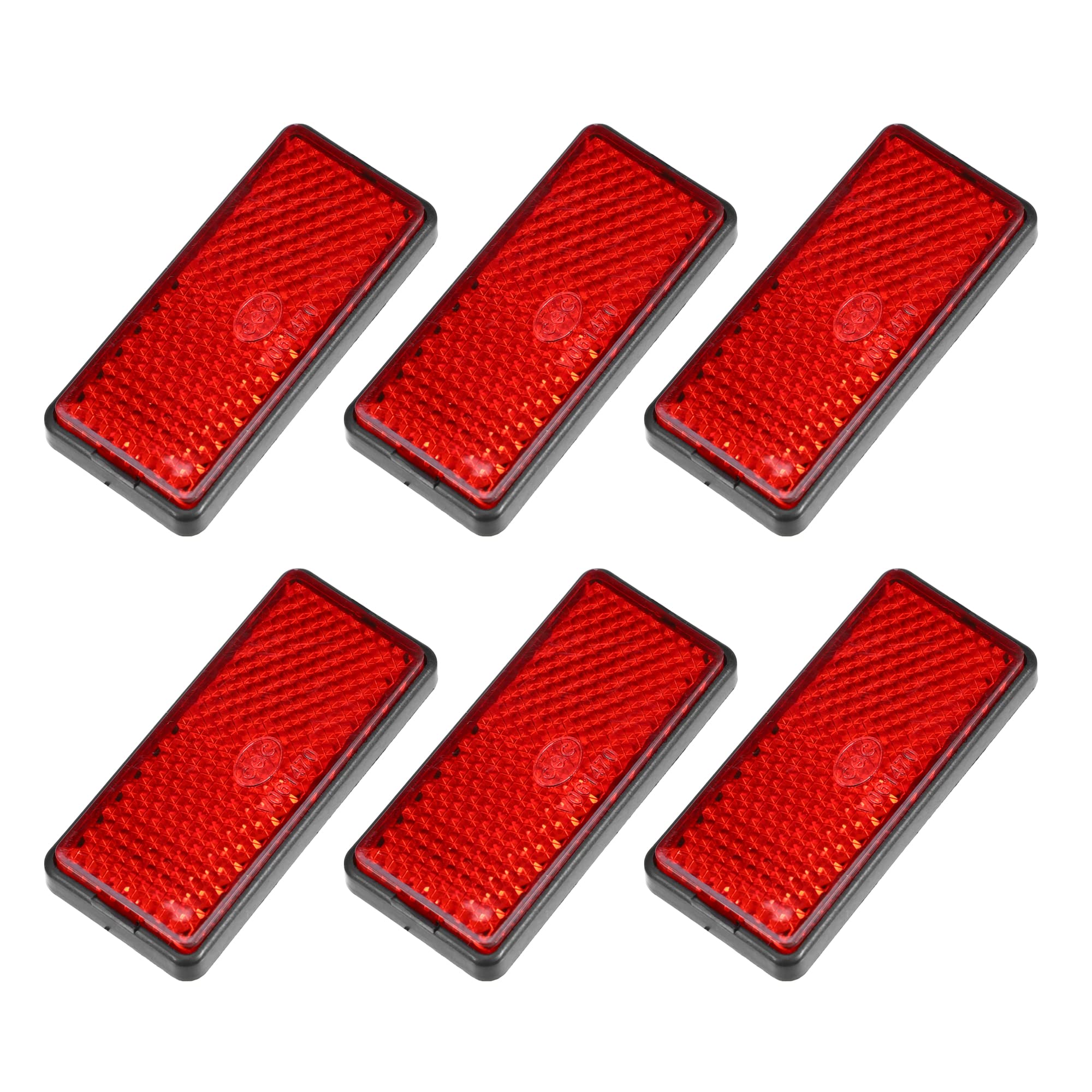 X Autohaux 6 Pcs Rectangular Stick-On Safety Spoke Reflective Self Adhesive Reflector For Gate Posts Cars Trailer Motorcycle Trucks Boat Bicycle Bike Red