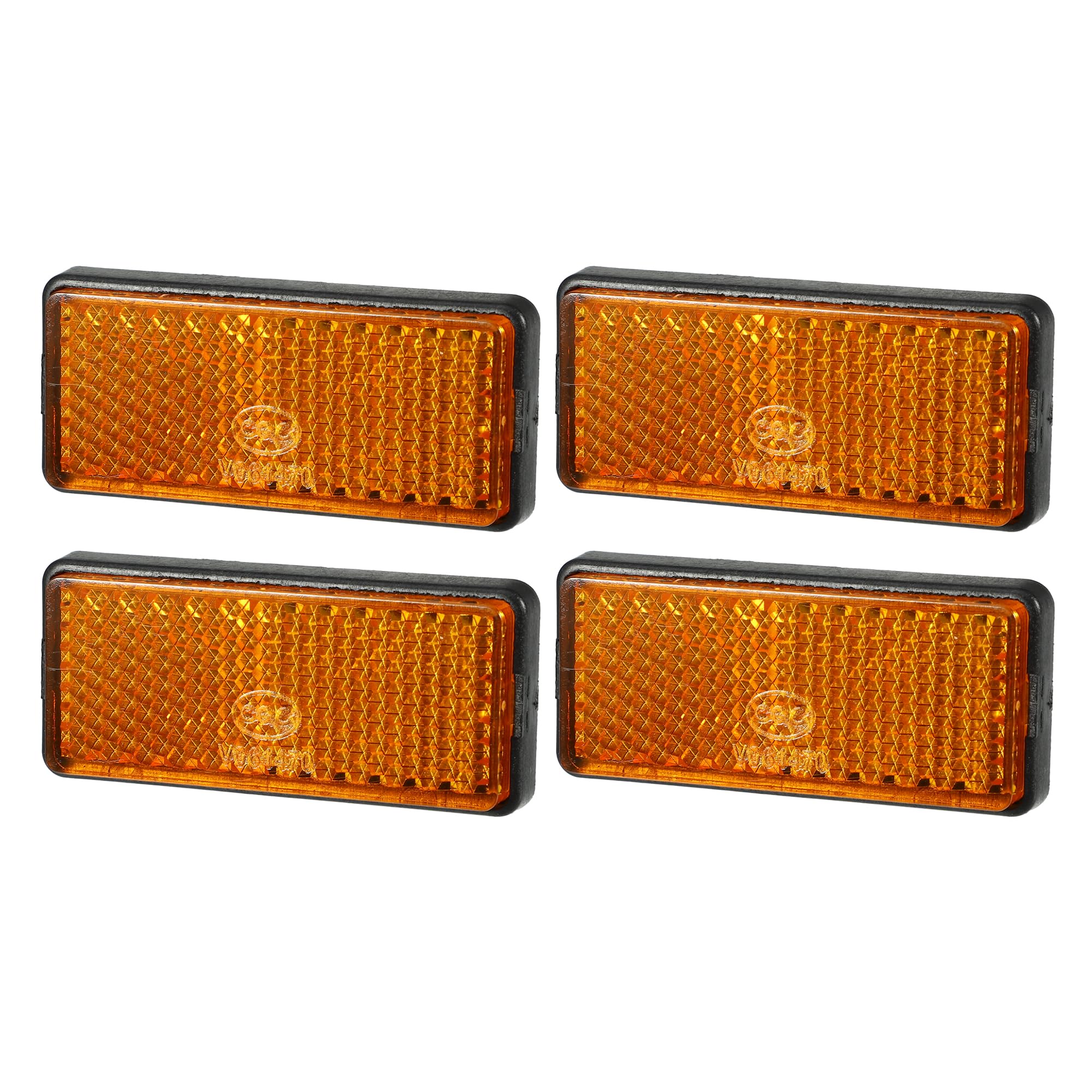 Partuto 4Pcs 2.20'X0.98' Universal Reflector - Rectangle Motorcycle Bike Safety Reflector Increase Visibility And Safety On The Road - Plastic Orange