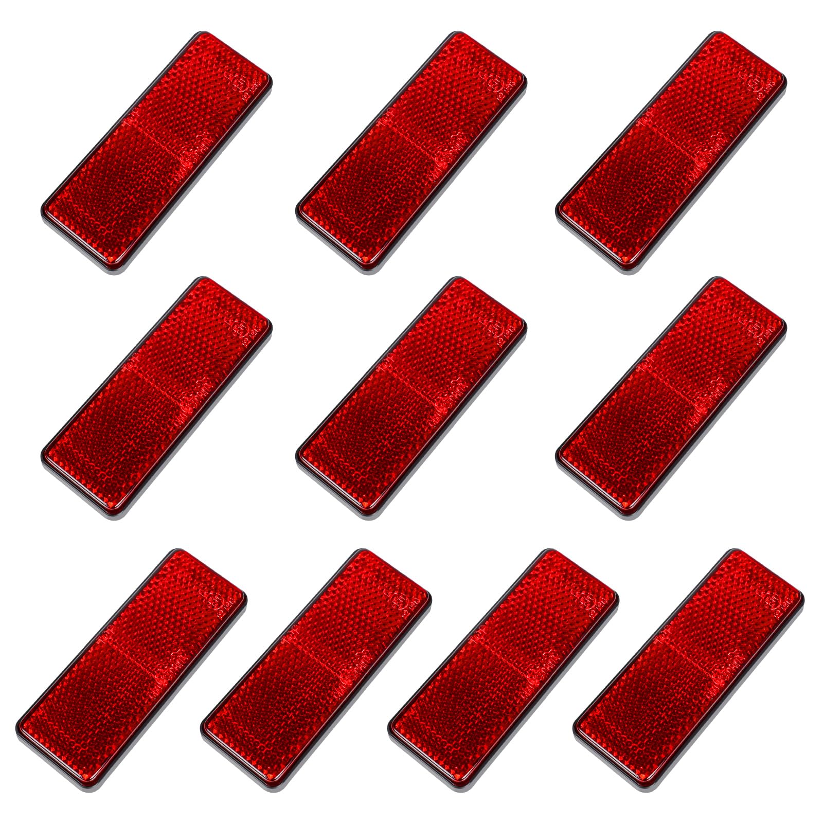 Fajerminart 10 Pack Red Self Adhesive All Plastic 3.46‘’ Rectangle Reflectors For Mailbox, Motobikes, Trailers, Trucks, Boats, Suv'S, Rv'S