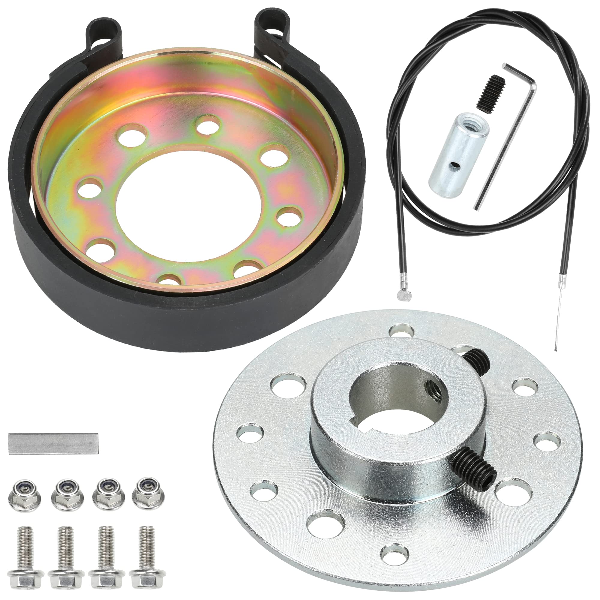 Grehua Rear 4' Drum Brake Band Pin Brake Cable Steel Sprocket Brake Hub Adapter 1' Bore 1/4' Keyway For Manco Azusa Predator 212Cc 196Cc 6.5Hp Dune Buggies Drift Trike Heavy Duty Go Kart Cart Parts