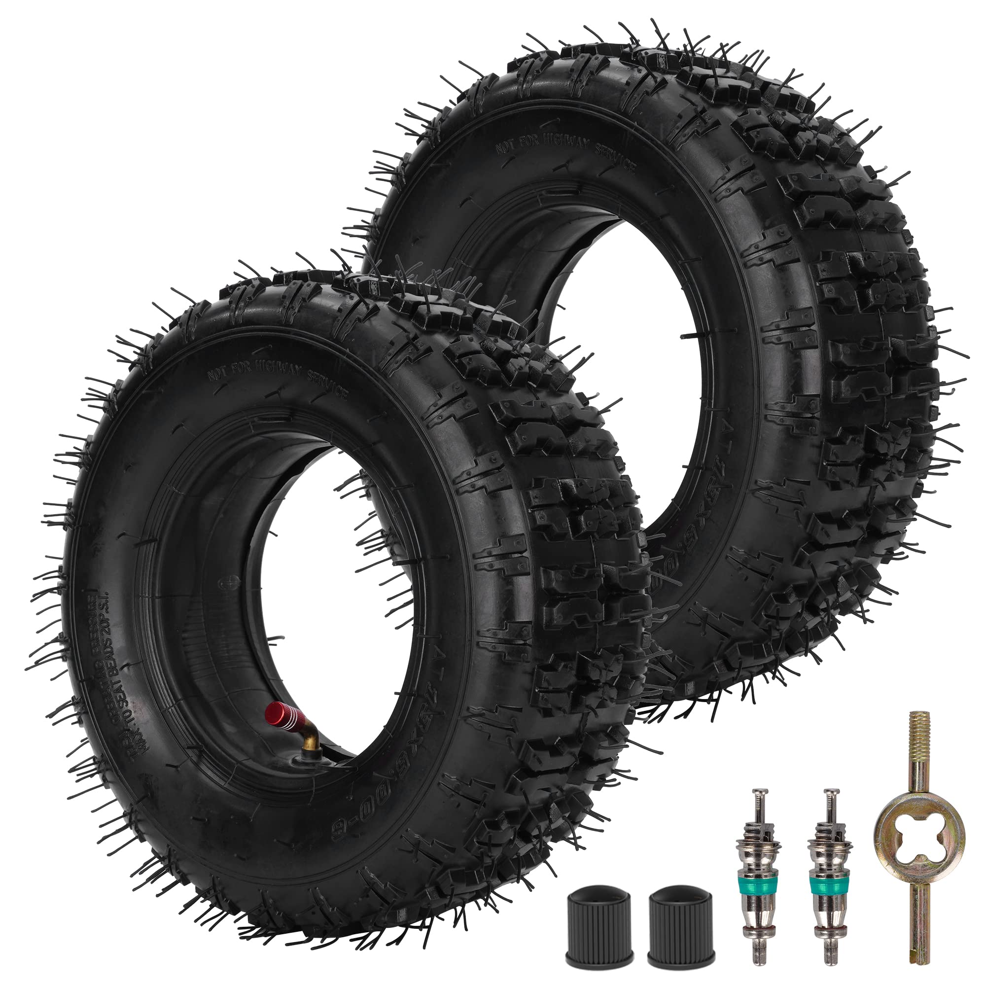 Rutu 13X5.00-6 13X5-6 Tire And Inner Tube With Tr87 Angled Valve Stem For Razor Dirt Quads Yerf Dog Motovox Go Karts Dirt Bikes Atvs 4 Wheelers 2 Pack