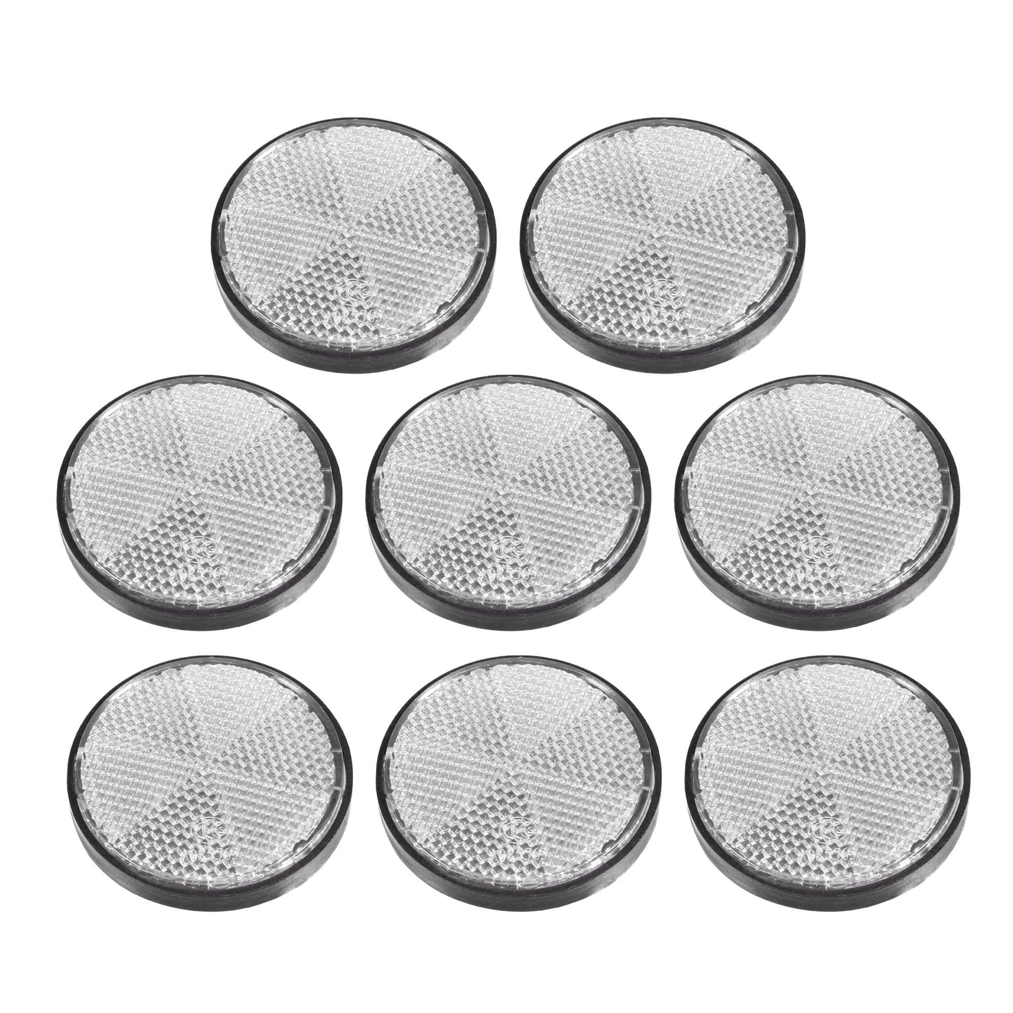 X Autohaux 8 Pcs Round Stick-On Safety Spoke Reflective Self Adhesive Reflector For Gate Posts Cars Trailer Motorcycle Trucks Boat Bicycle Bike White