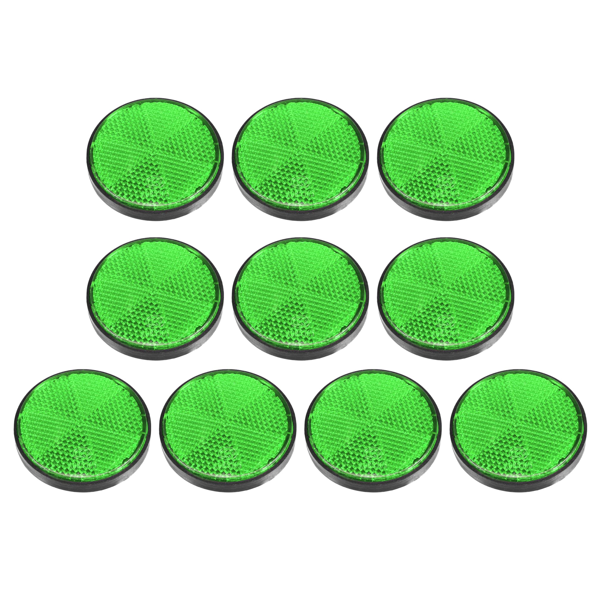 X Autohaux 10 Pcs Round Stick-On Safety Spoke Reflective Self Adhesive Reflector For Gate Posts Cars Trailer Motorcycle Trucks Boat Bicycle Bike Green