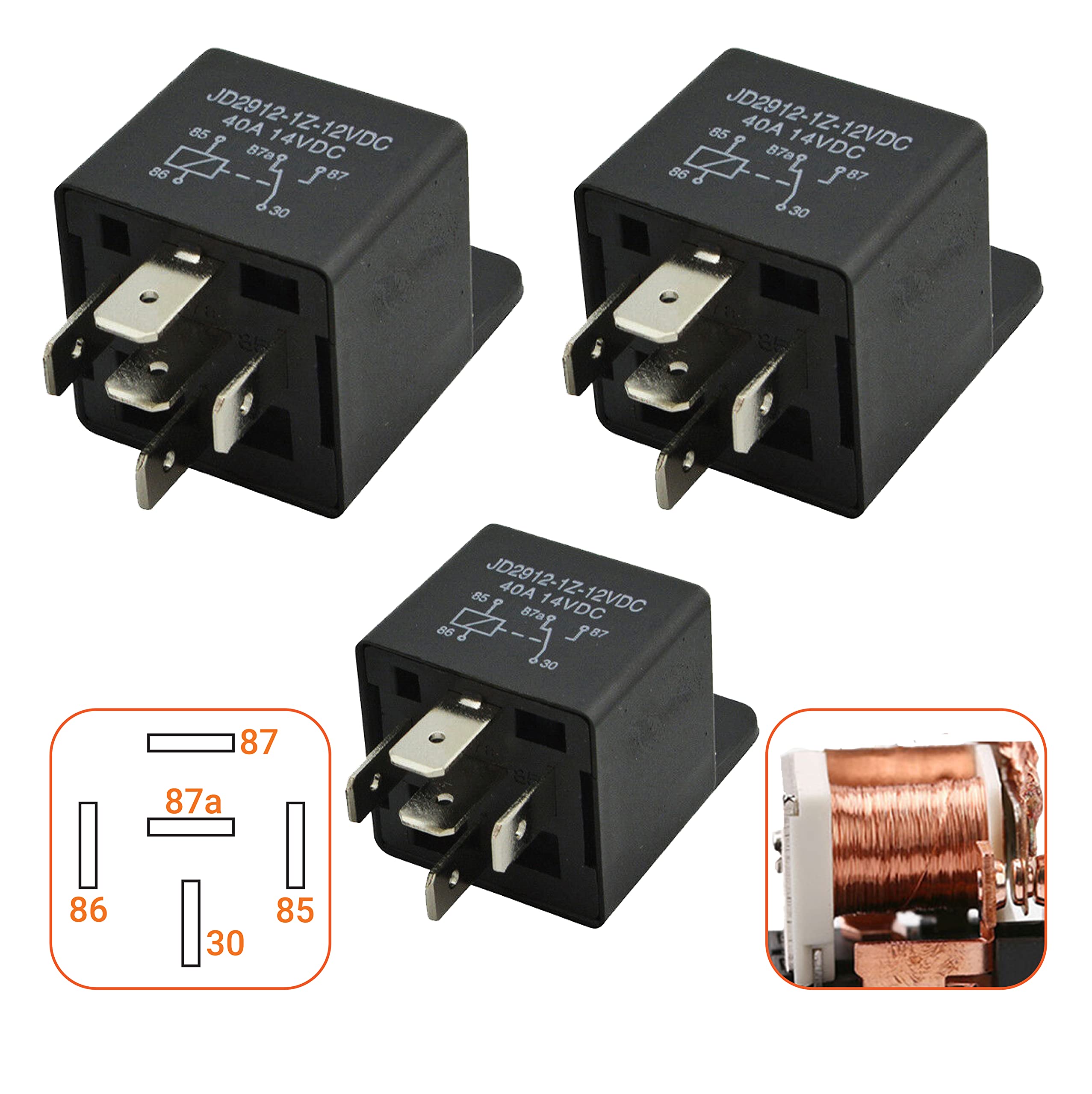 3 Packs 00432101 5-Pin 12V 40A Multi-Purpose Relay Heavy Duty Relay By Mqparts - Replaces 109748 430-300 00432100 109748X - Compatible With Car, Boat, And Ariens Ezr1440 Ezr1540 Ezr1640