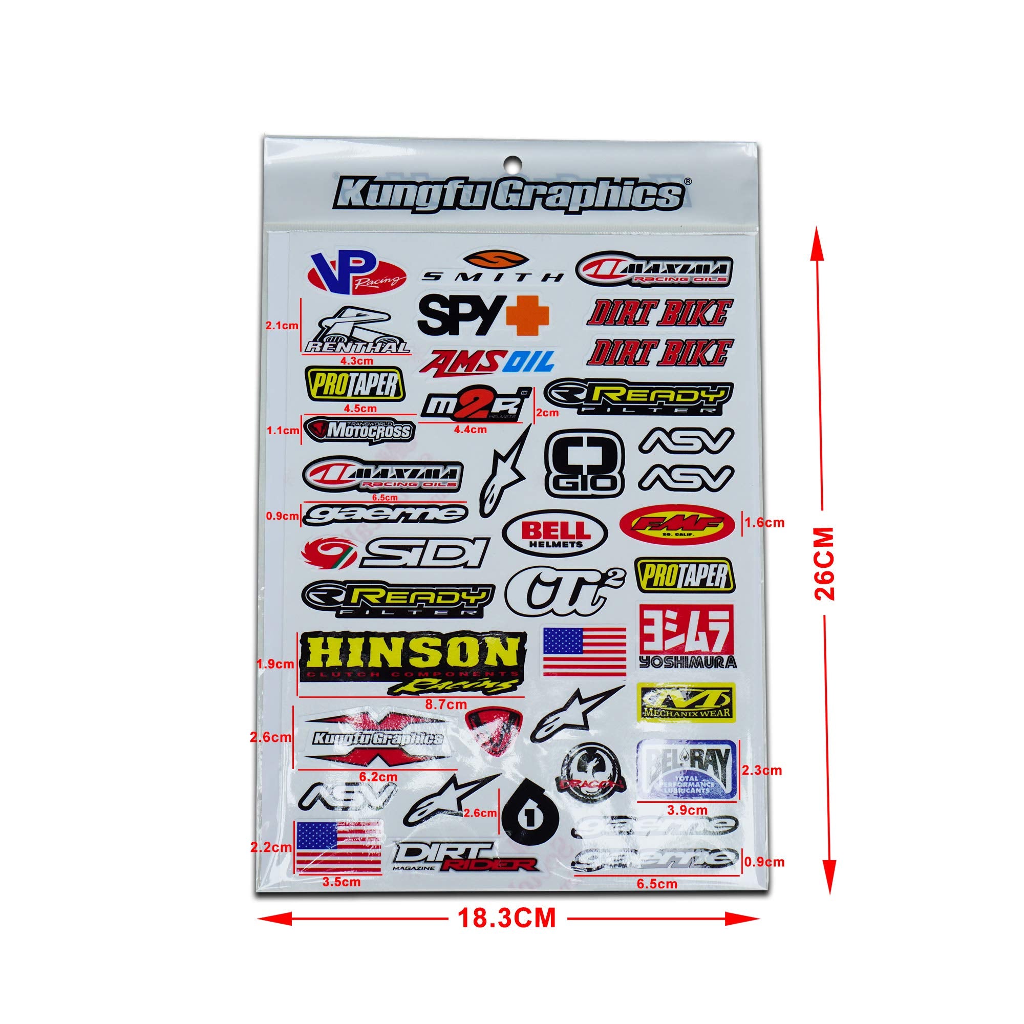 Kungfu Graphics Micro Sponsor Logo Racing Sticker Sheet Universal (7.2X 10.2 Inch), White, Mss (7)