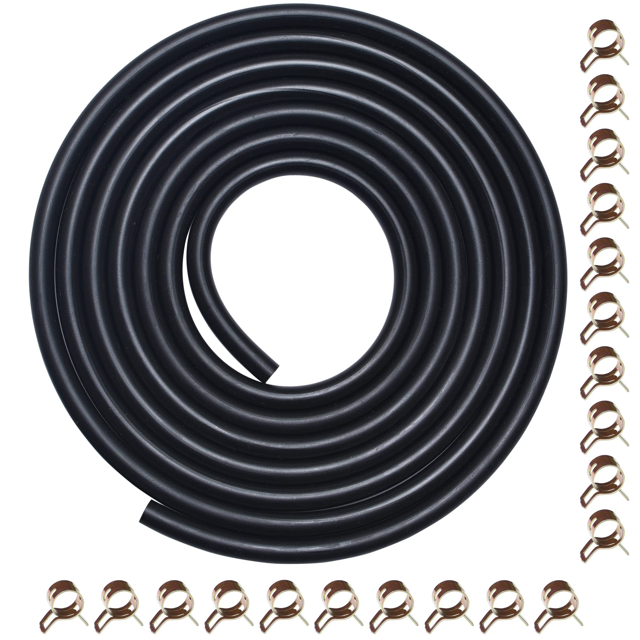 10 Feet 1/4 Inch Id Fuel Line With 20Pcs Hose Clamps For Kawasaki Kohler Briggs & Stratton Small Engines Mini Bike Atv Mowing Machine Snow Machine