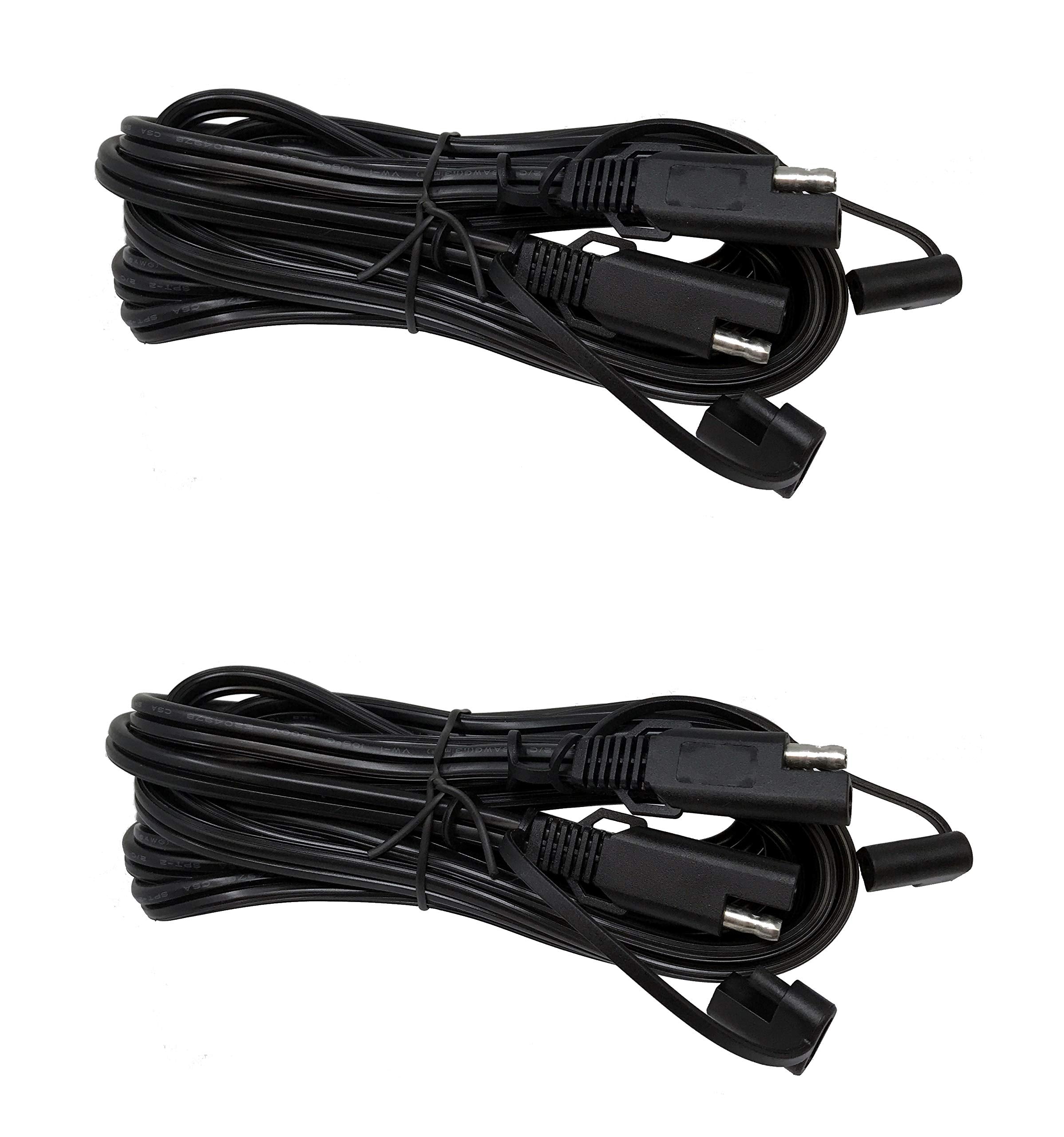 Tetra-Teknica Motobasics Series Sae-12 12V Sae 2 Pin Quick Disconnect Extension Cable With Dust Cover, 12 Feet, 16 Gauge, 2 Per Pack