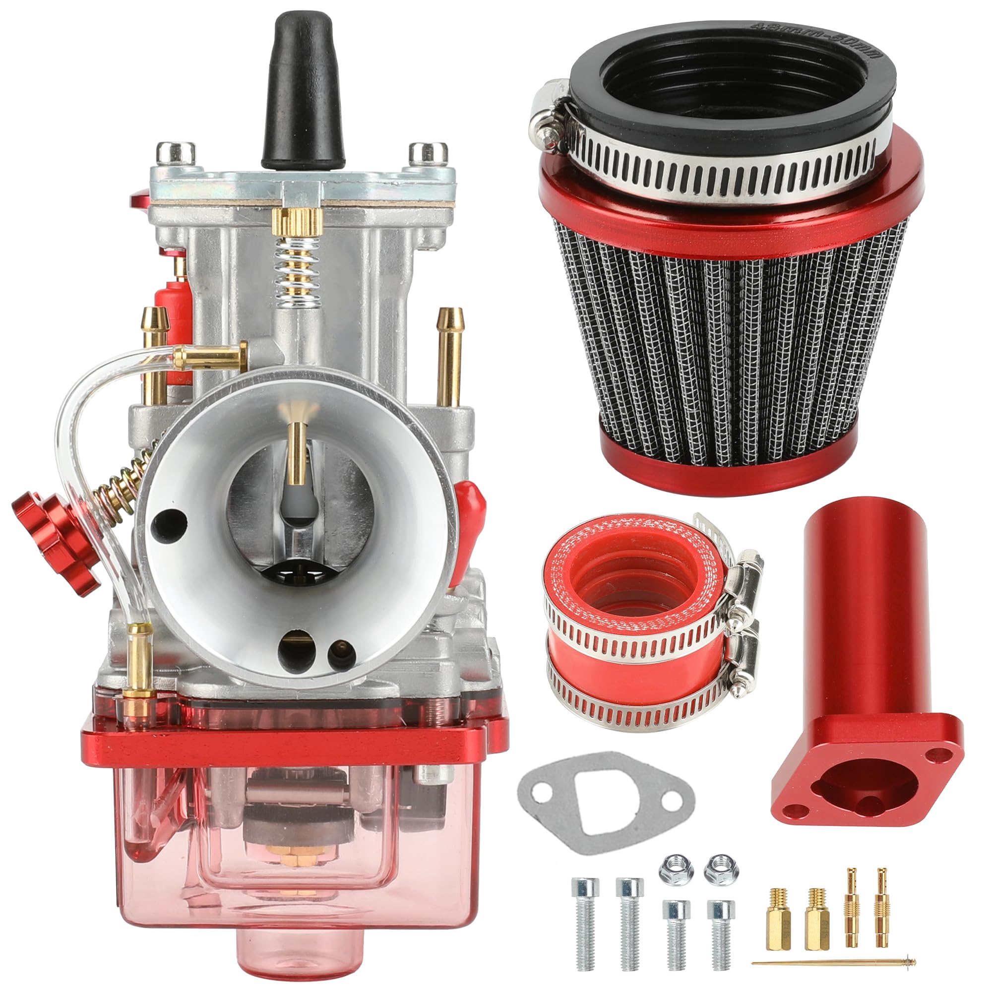 Yoxufa Pwk 24Mm Racing Carburetor Intake Manifold Air Filter Kit For Predator 212Cc 196Cc 200Cc 6.5Hp Engine Coleman Ct200U Bt200X Kt196 Baja Warrior Mb200 Gx160 Mini Bike Go Kart Performance Parts