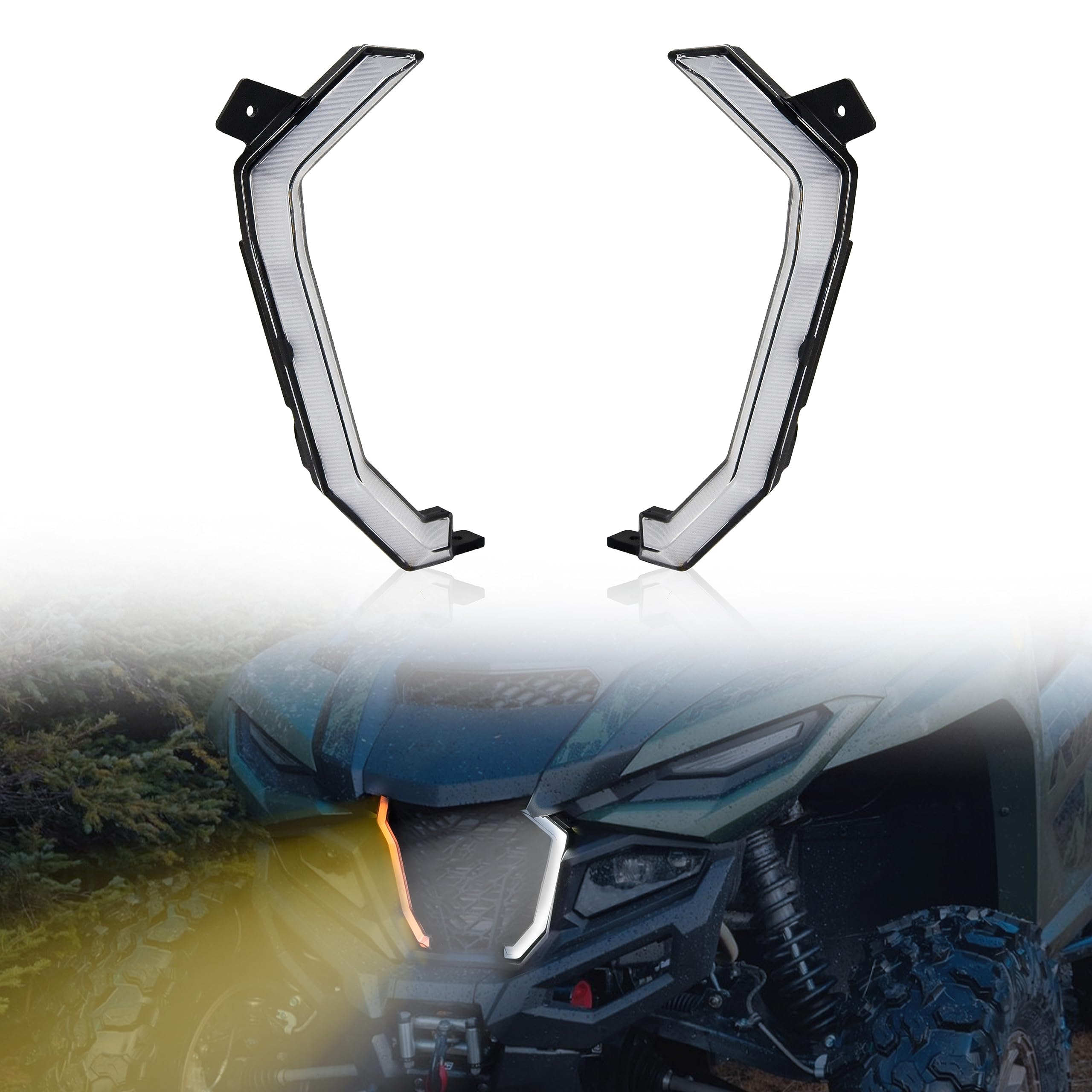 Sautvs Front Grill Accent Fang Lights For Yamaha Rmax 1000, Led Grille Lights With Turn Signals Lamps For Yamaha Wolverine Rmax2 Rmax4 1000 2021-2025 Accessories (2Pcs)