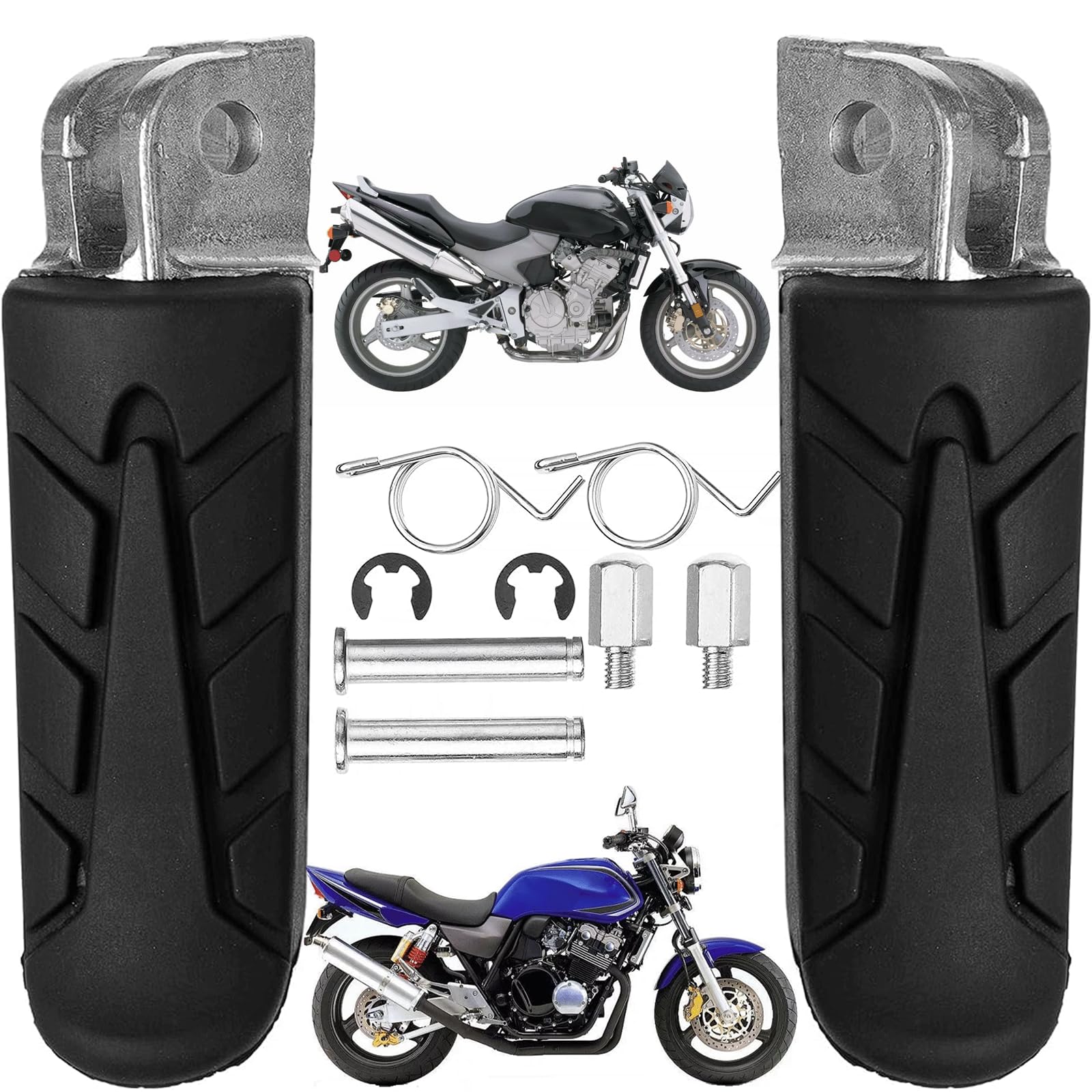 Vpzmt Front Foot Pegs Fits For Honda Cb1300 Cbr1100 Cb1100 Xl1000 Vtr1000 Cbr1000 Cb1000 Vfr800 Vfr-Y800 Cb750 Ntv 650 Nt650 Ntv600 Cbr500/600 Cb400/600 Vtr250 Xl125 (Black)