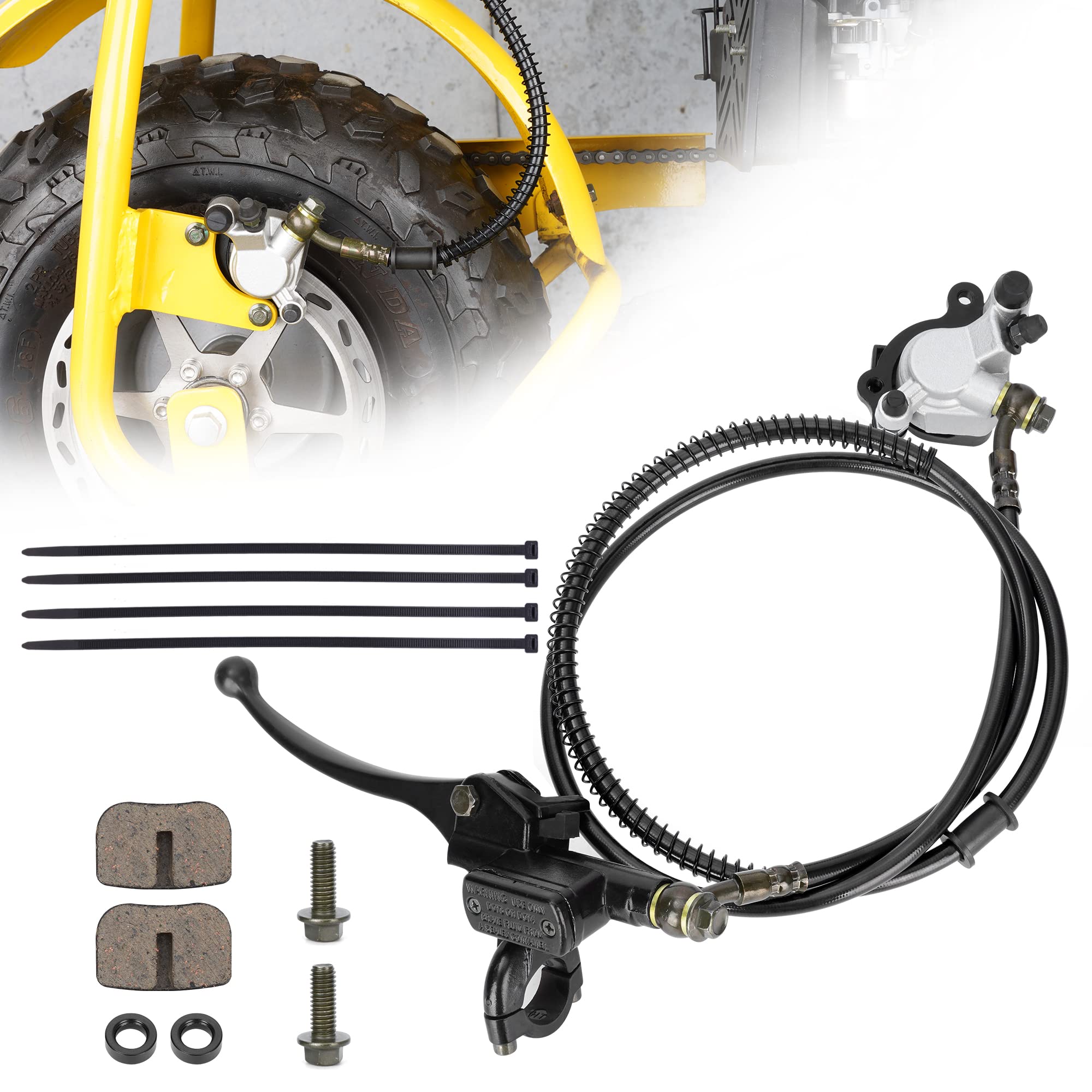 Hydraulic Brake Master Cylinder Caliper With Brake Pad Assembly Hose Tube For 97Cc 2.8Hp Baja Doodlebug Dirtbug Db30 Coleman Ct100U Mini Bike Dirt Bike Moto - High Braking Force