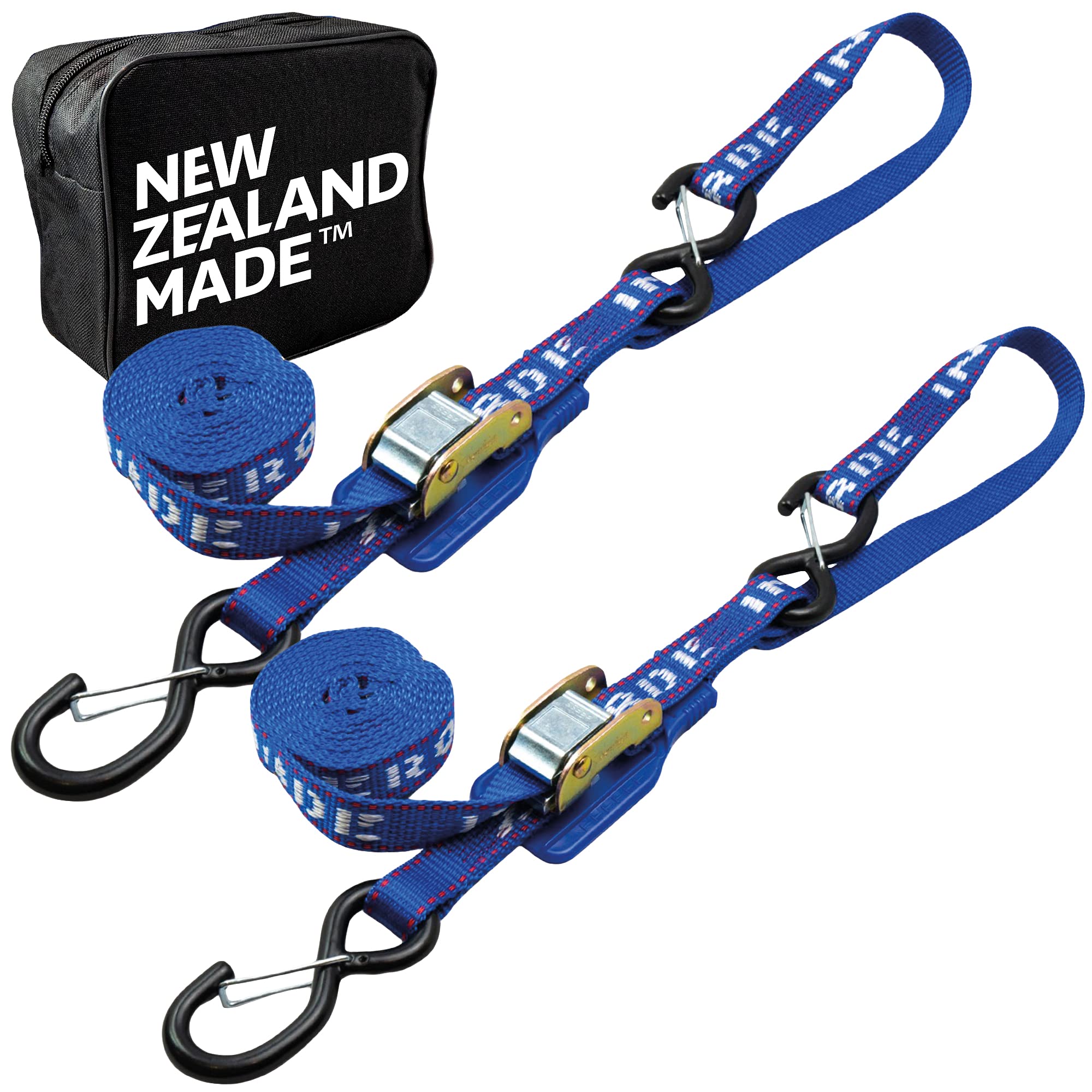 Motorcycle Tie Down Straps 1' X 8’ Heavy Duty Cam Buckle Straps With Soft Loops & Safety Hooks - Motorcycle Straps For Securing Motorbikes, Dirtbikes, Atv, Utv - 2 Pack