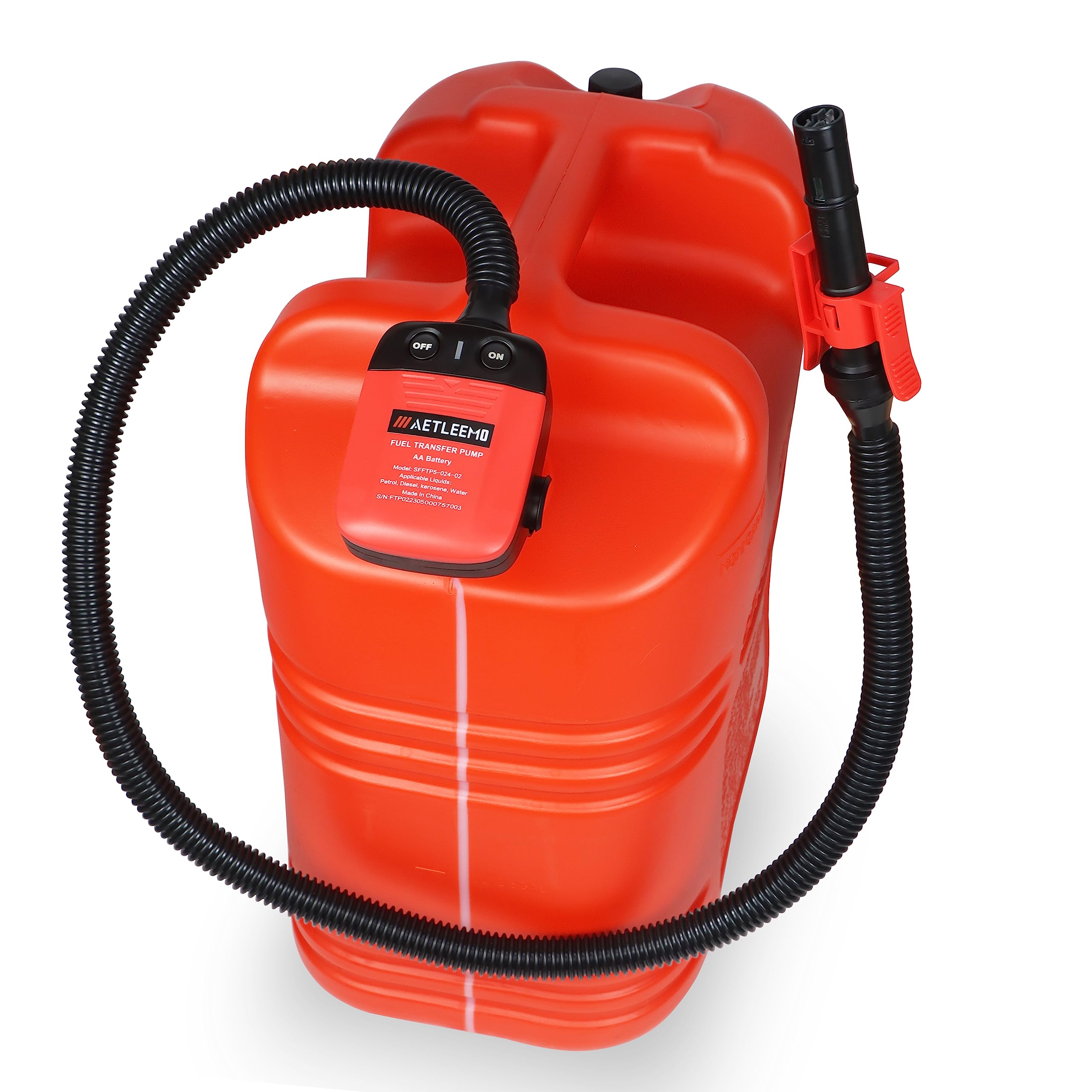 Aetleemo Automatic Fuel Transfer Pump With Auto-Stop Sensor(2.4 Gpm), Flexible Intake Hose Fits Most Irregular Gas Cans For Gasoline Diesel Kerosene & More