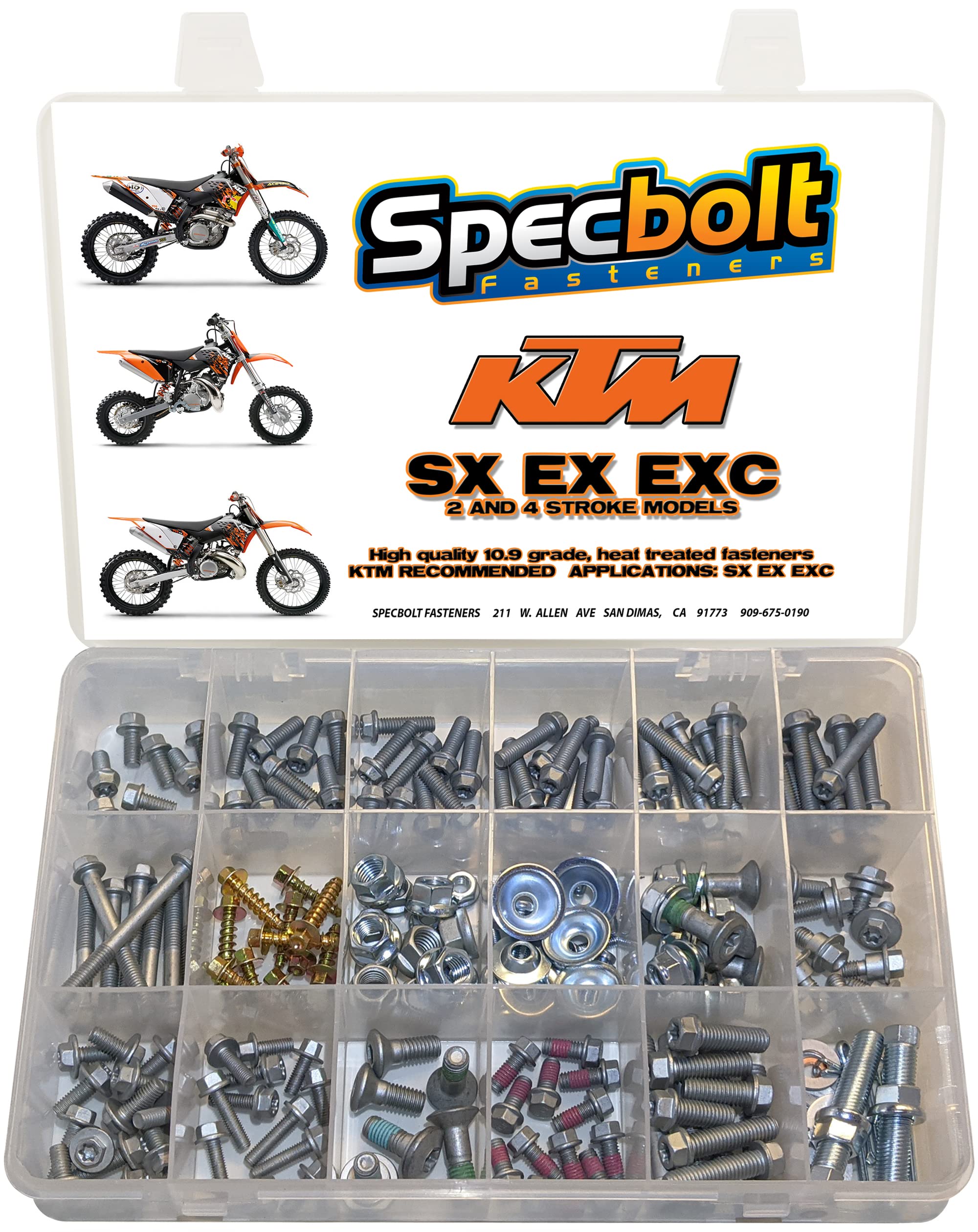 250Pc Specbolt Brand Bolt Kit For Maintenance Upkeep Of Present Ktm Sx Ex Exc Mx Dirt Bike Fastener This Includes 2 Strokes 50 60 65 85 105 125 250 300 550 4 Strokes 250 350 400 450 500 520 525
