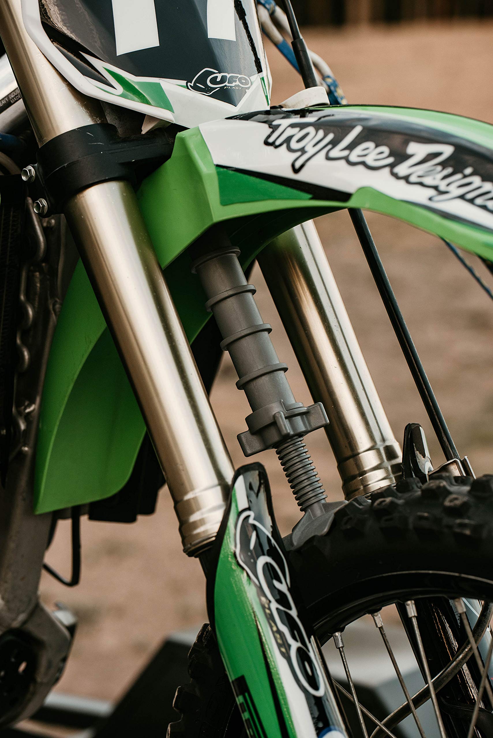 Fork-King Adjustable Motorbike Fork Support 100-350mm - Green Fork Guard & Dirt Bike Fork Saver, Suspension Protector & Pit Bike Brace