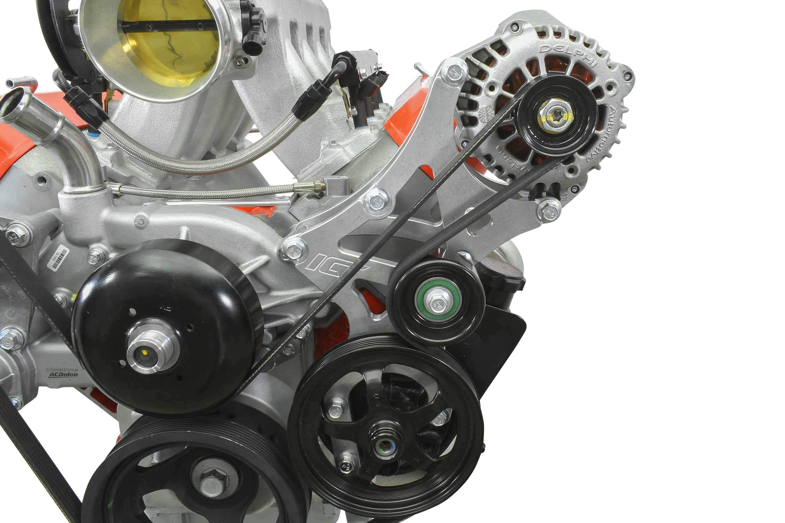 Ict Billet Ls Truck Suv Driver Side Alternator/Power Steering Pump Bracket Compatible With 1999-2014 Silverado Sierra Yukon Tahoe Express Suburban 1500 2500 3500 551519X-3