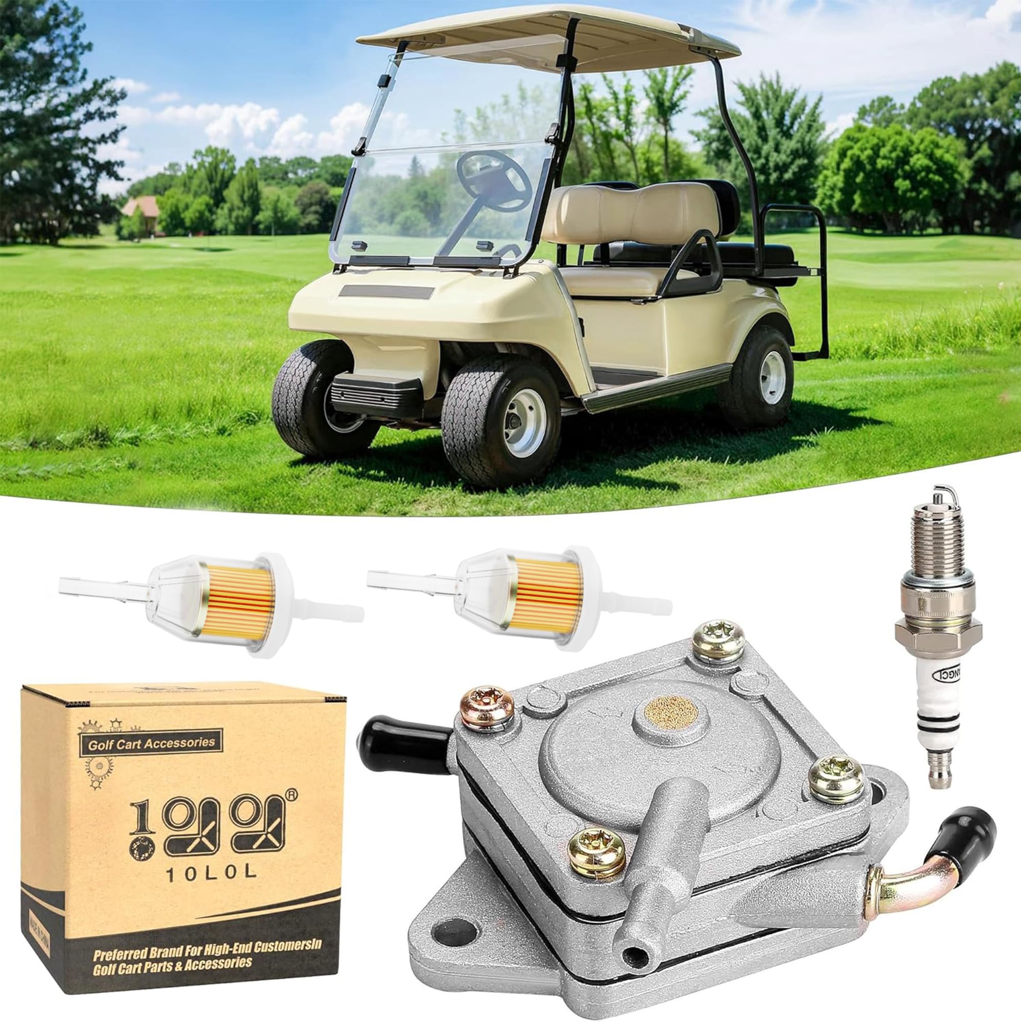 10L0L Golf Cart Fuel Pump Impulse Kit For Club Car Ds Precedent 1984-Up Gas With 290Fe 350Fe Kawasaki Engine, Replace Oem 1014523 1014524 S 5136 Fp002